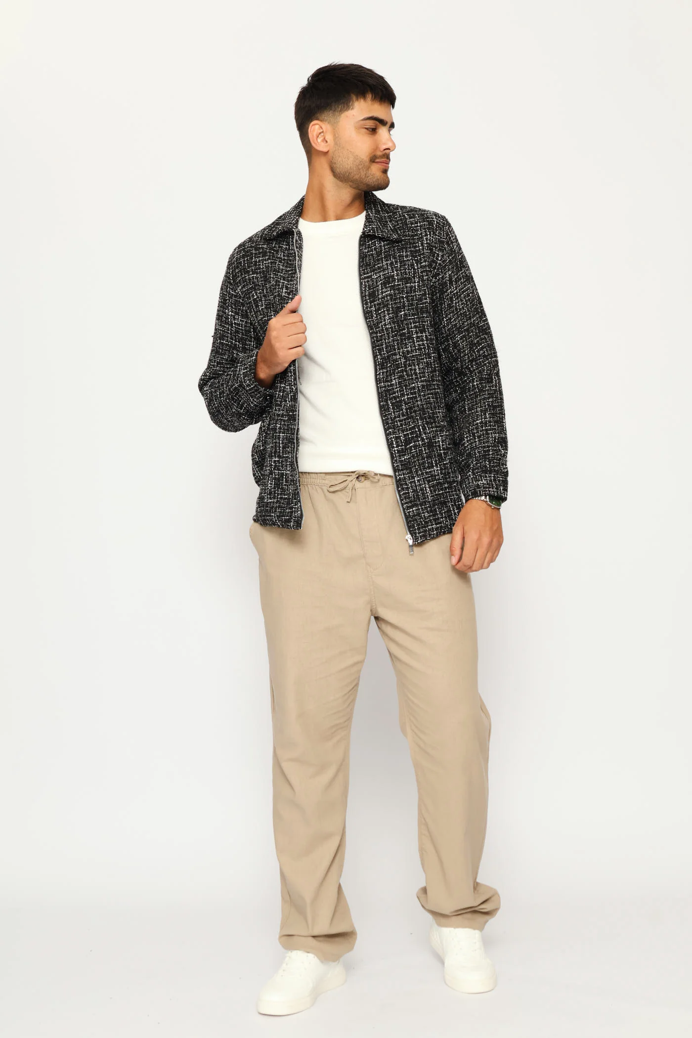 Long Sleeve Textured Shacket - Black/Grey - Image 6