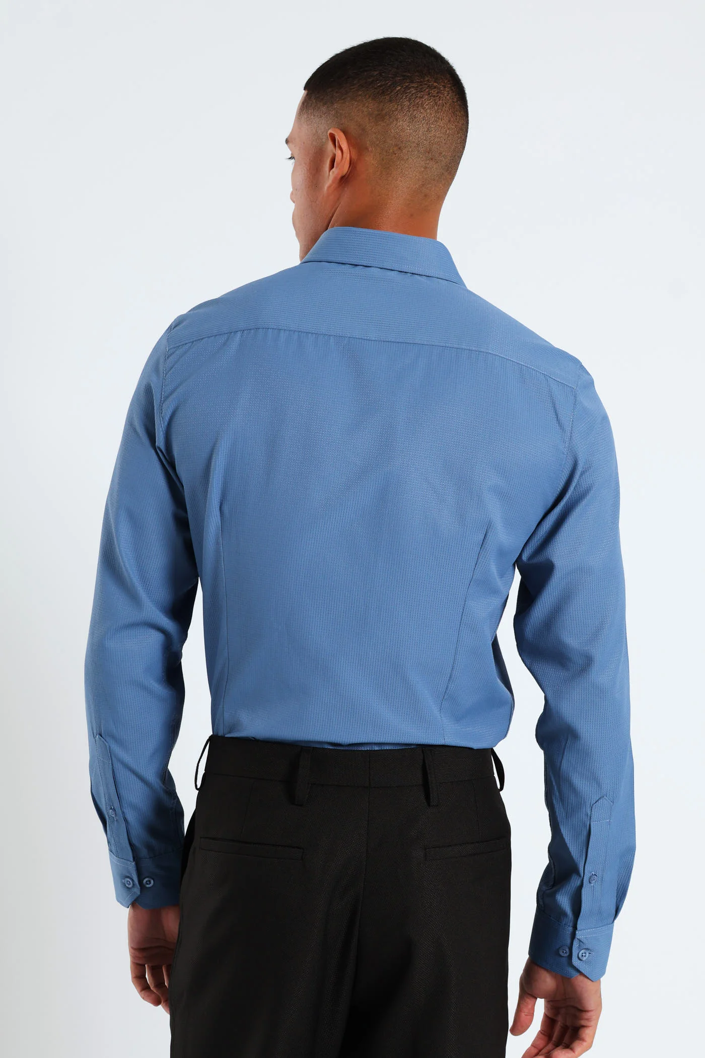 Long Sleeve Textured Shirt - Teal - Image 4