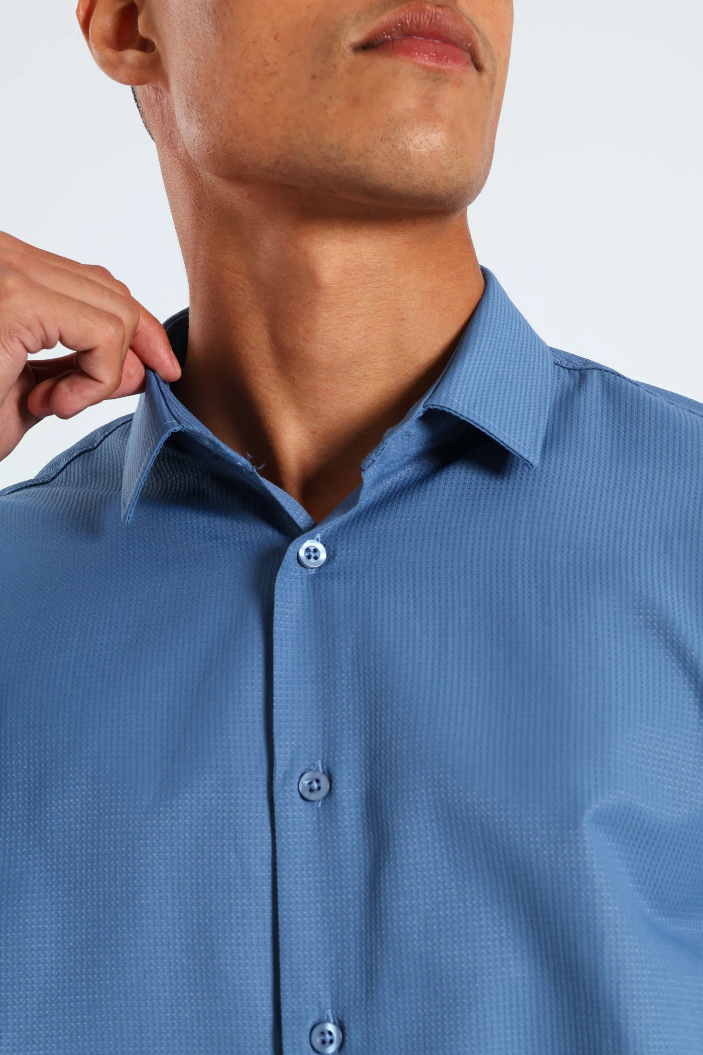 Long Sleeve Textured Shirt - Teal - Image 6