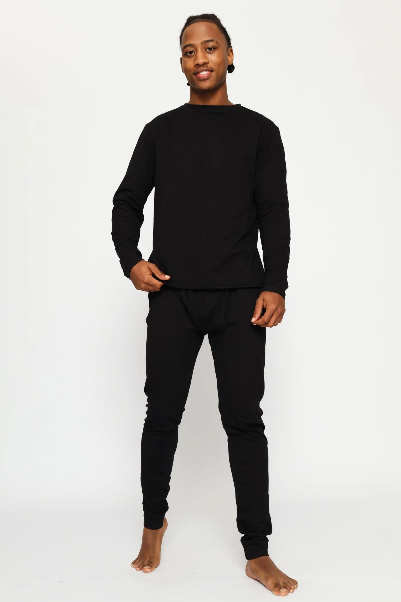 Long Sleeve Thermal C-Neck T-Shirt - Black - Image 4