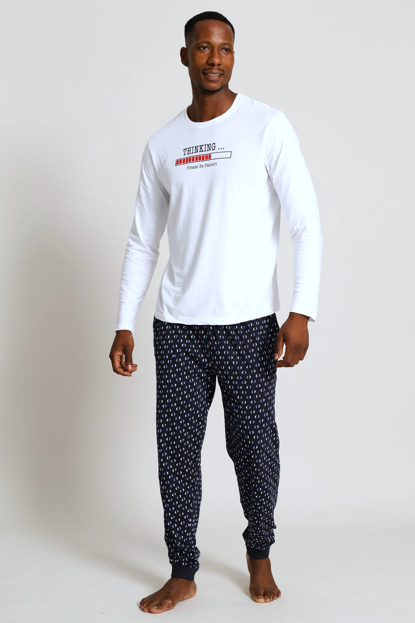 Long Sleeve Thinking Slogan Tee - White - Image 5