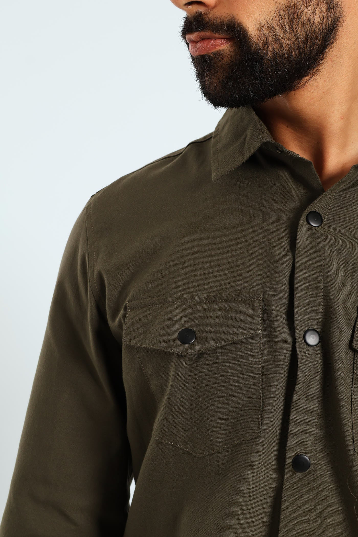 Long Sleeve Utility Over Shirt - Fatigue - Image 2