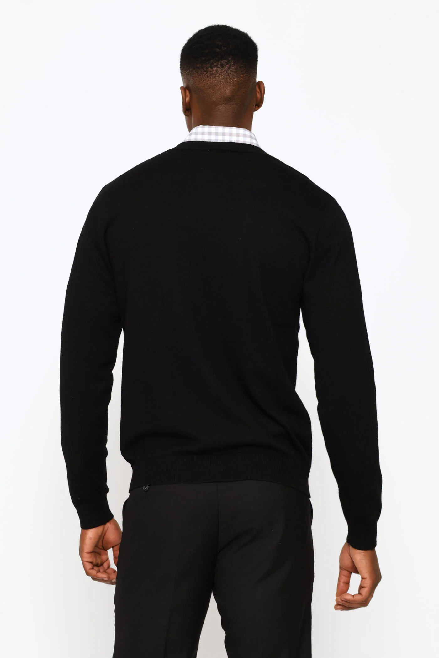 Long Sleeve V-Neck Pullover - Black - Image 4