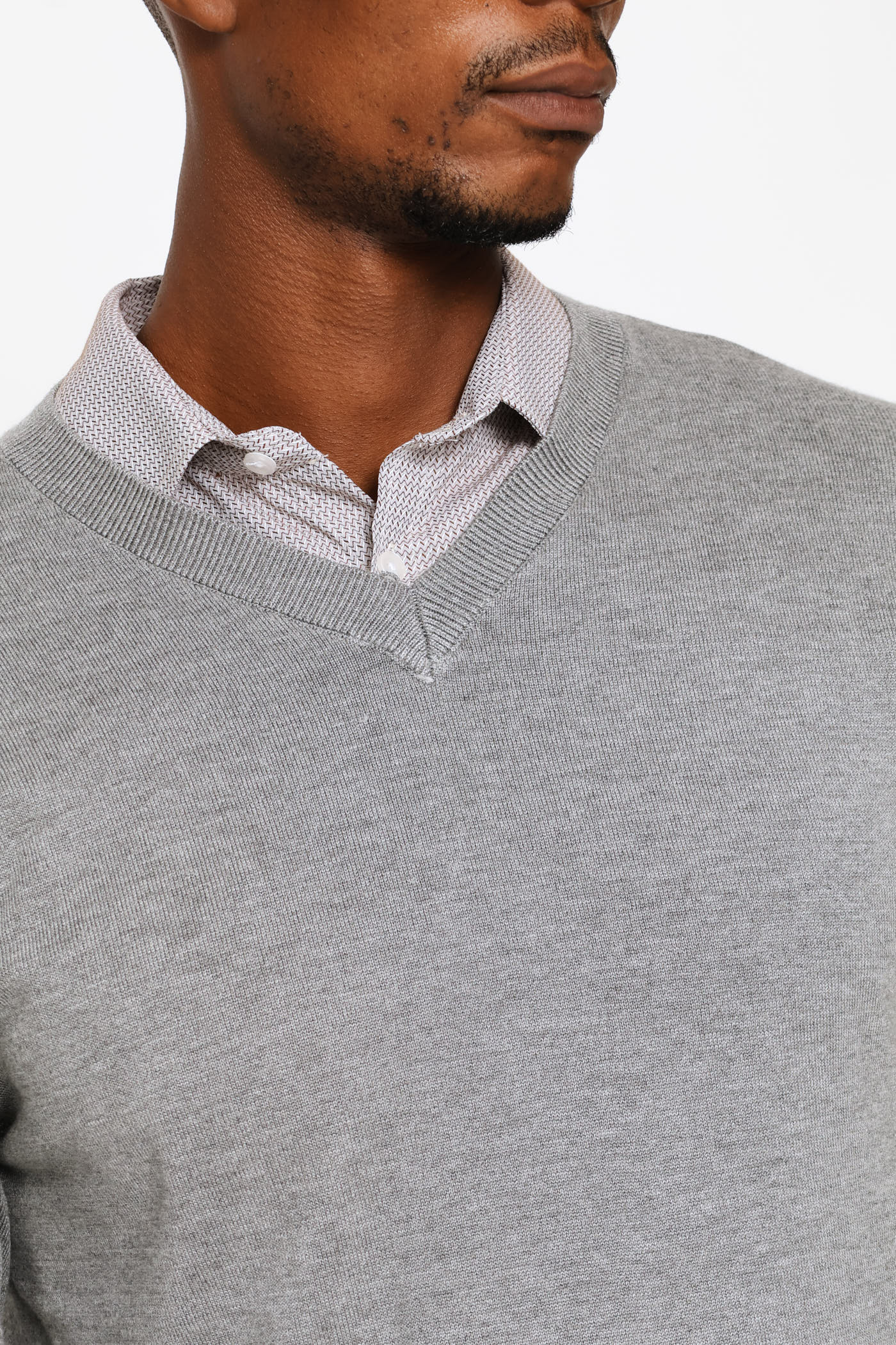 Long Sleeve V-Neck Pullover - Grey - Image 2