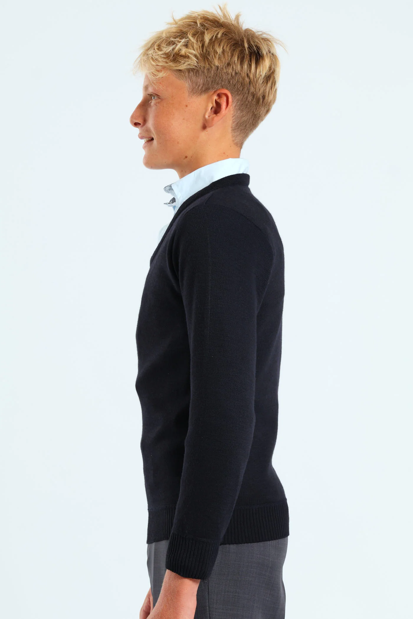 Long Sleeve V-Neck School Jersey - Dark Blue - Image 4