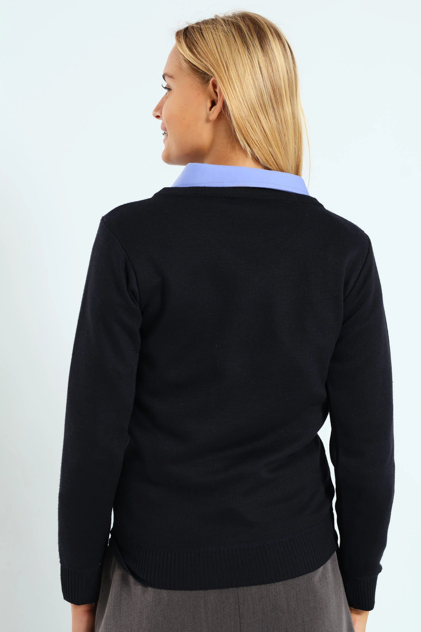 Long Sleeve V-Neck School Jersey - Dark Blue - Image 5