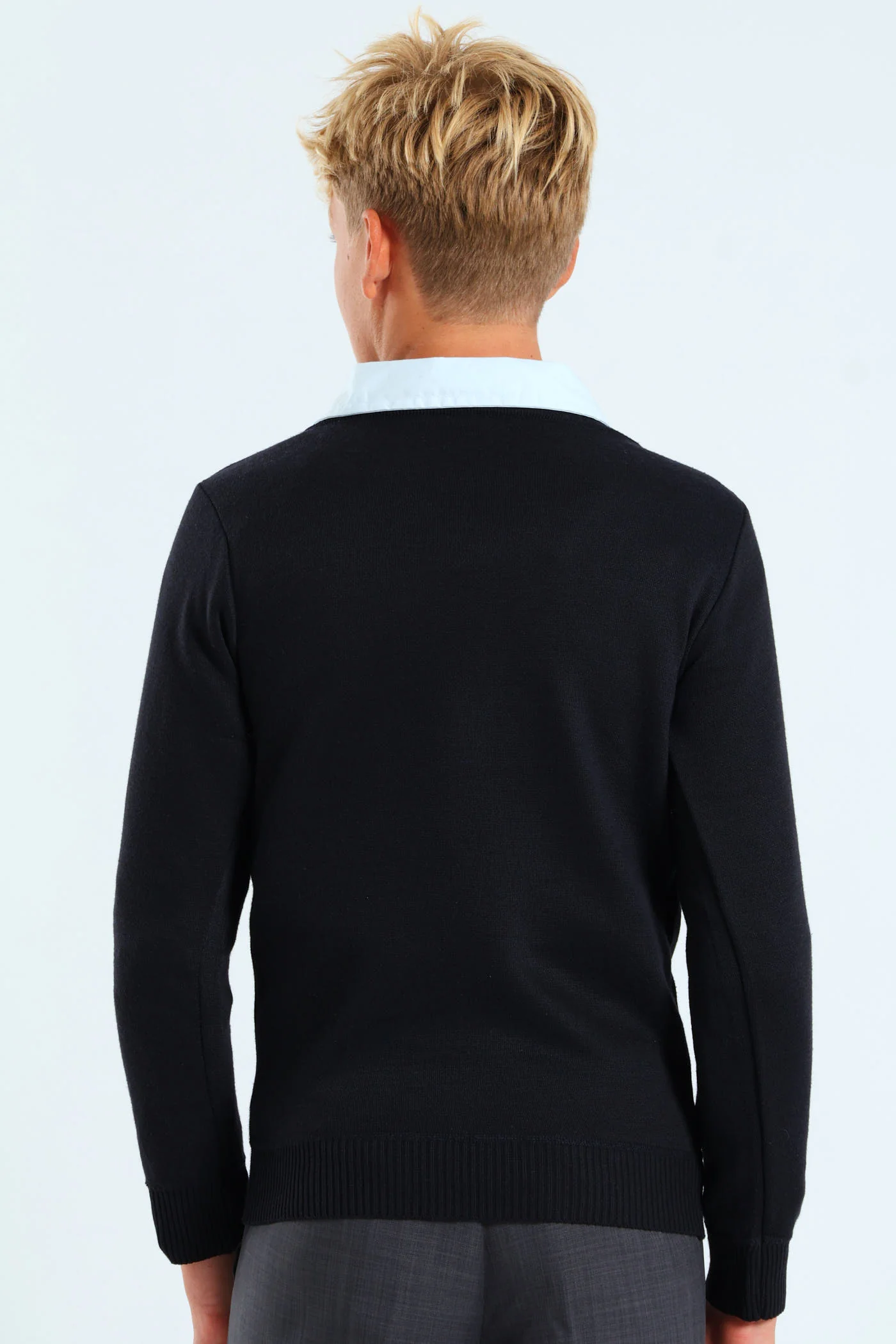 Long Sleeve V-Neck School Jersey - Dark Blue - Image 6