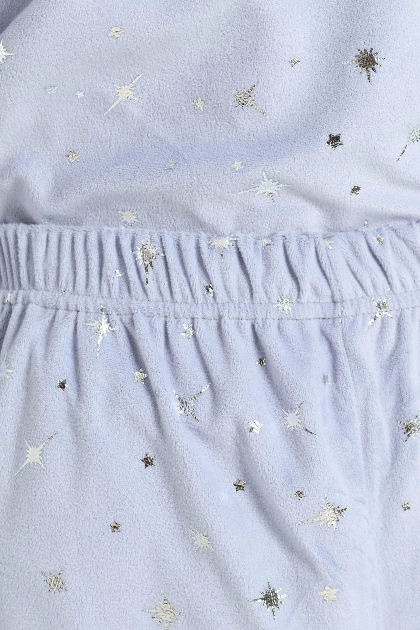 Long Sleeve Velour Embossed Star Top & Pants Set - Light Blue - Image 2