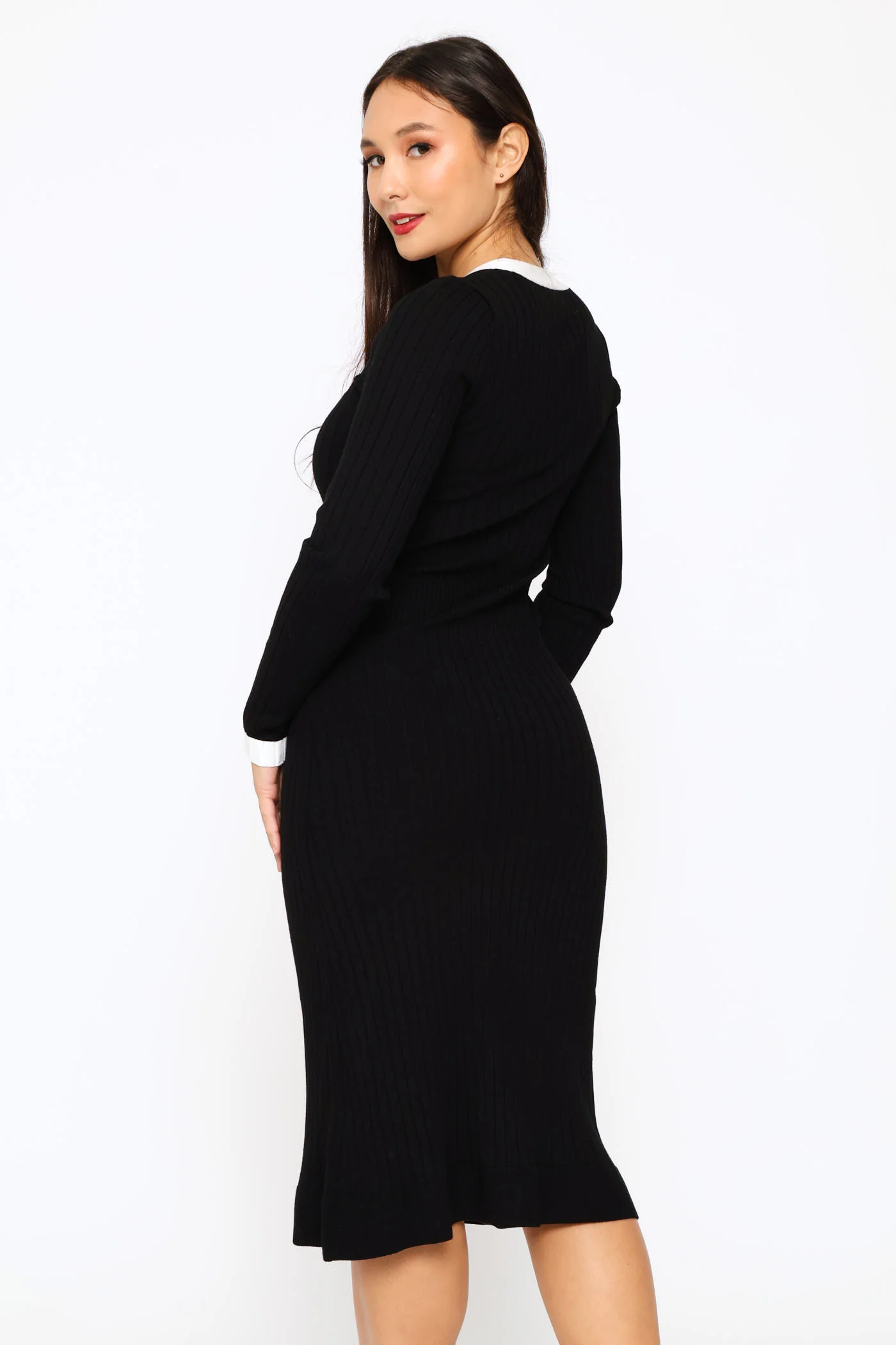 Long Sleeve Laurel Sweater Dress - Black - Image 3