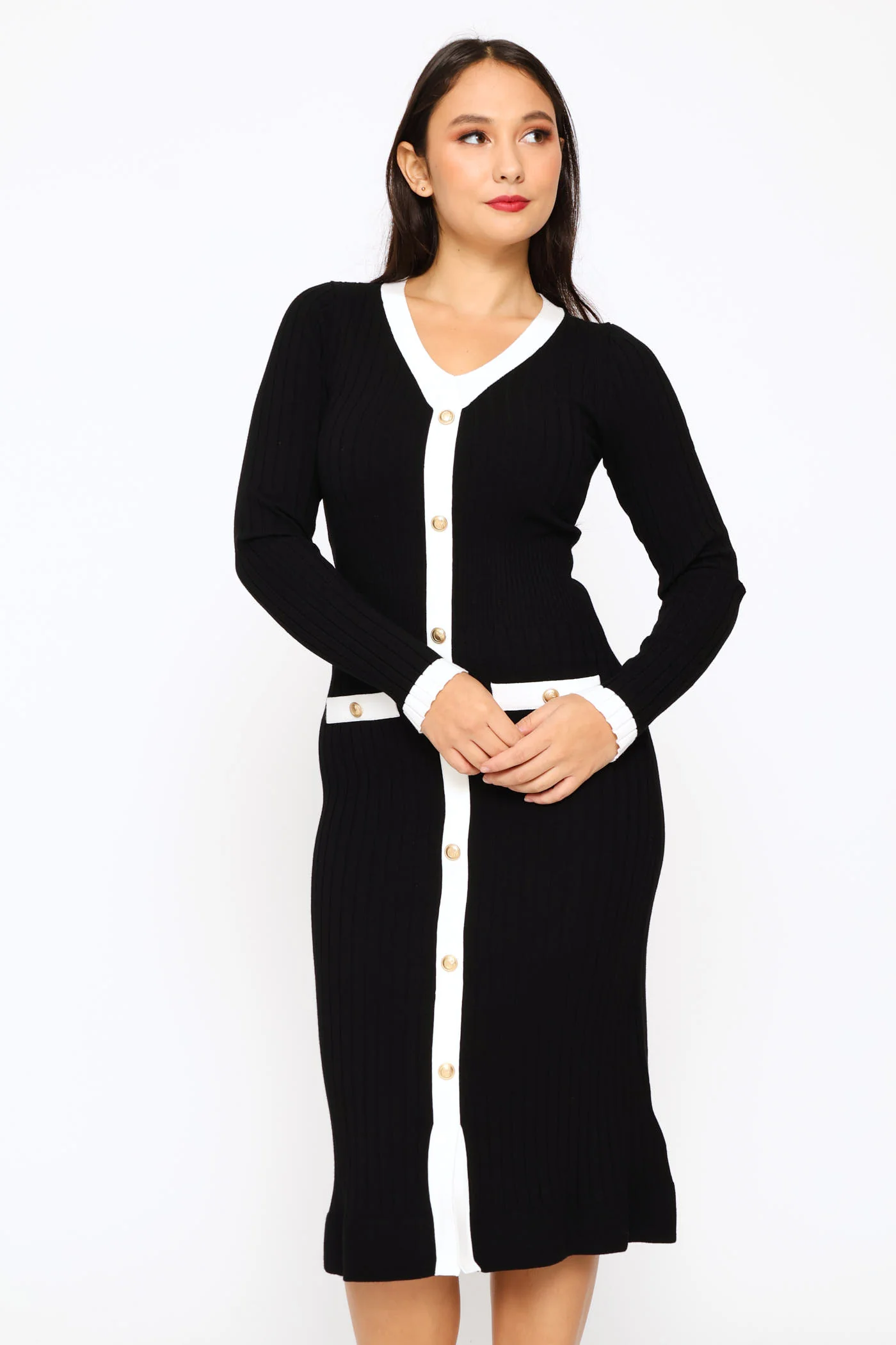 Long Sleeve Laurel Sweater Dress - Black - Image 4