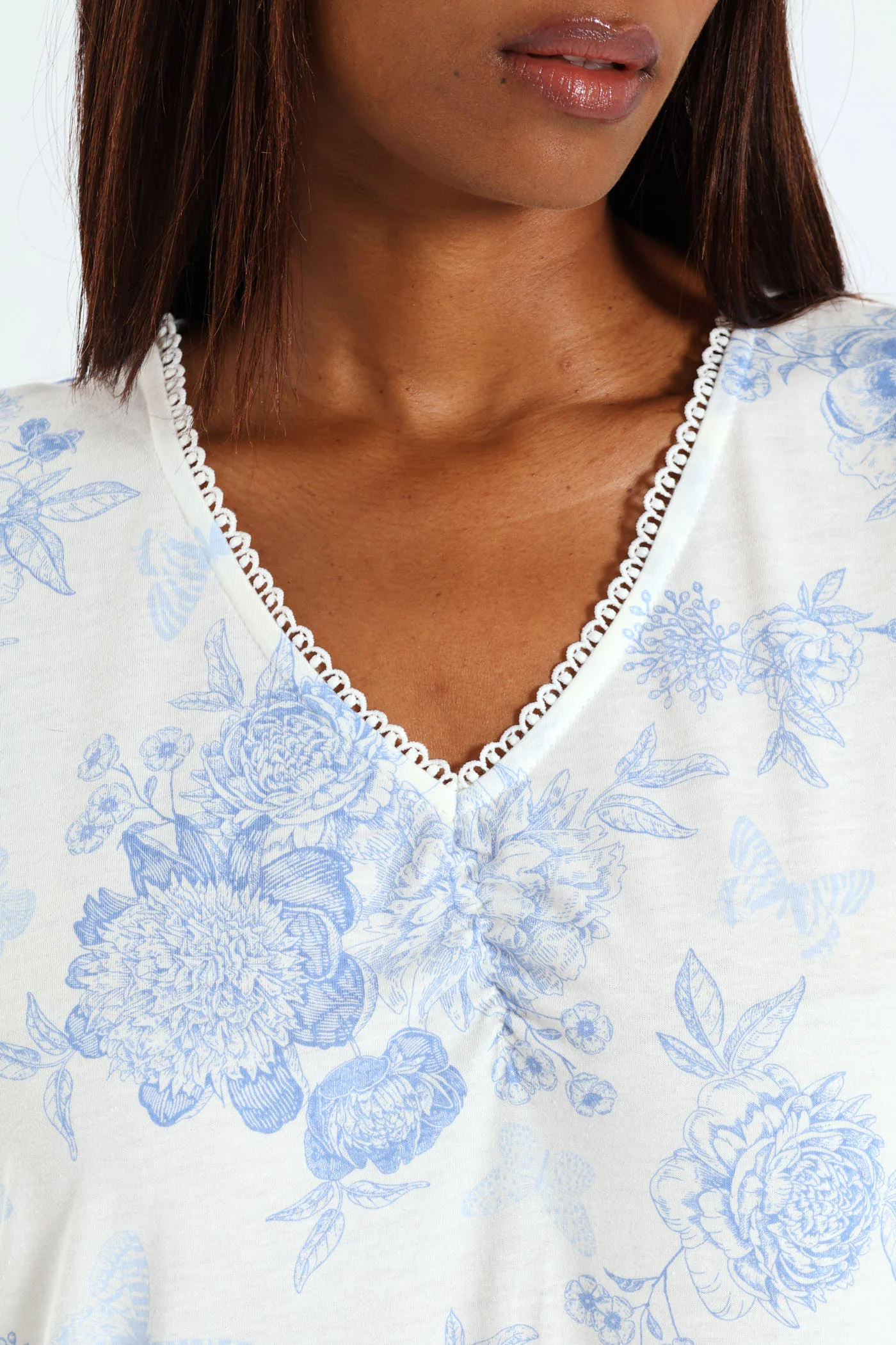 Longer Length Knit Butterfly Nightie - White - Image 4