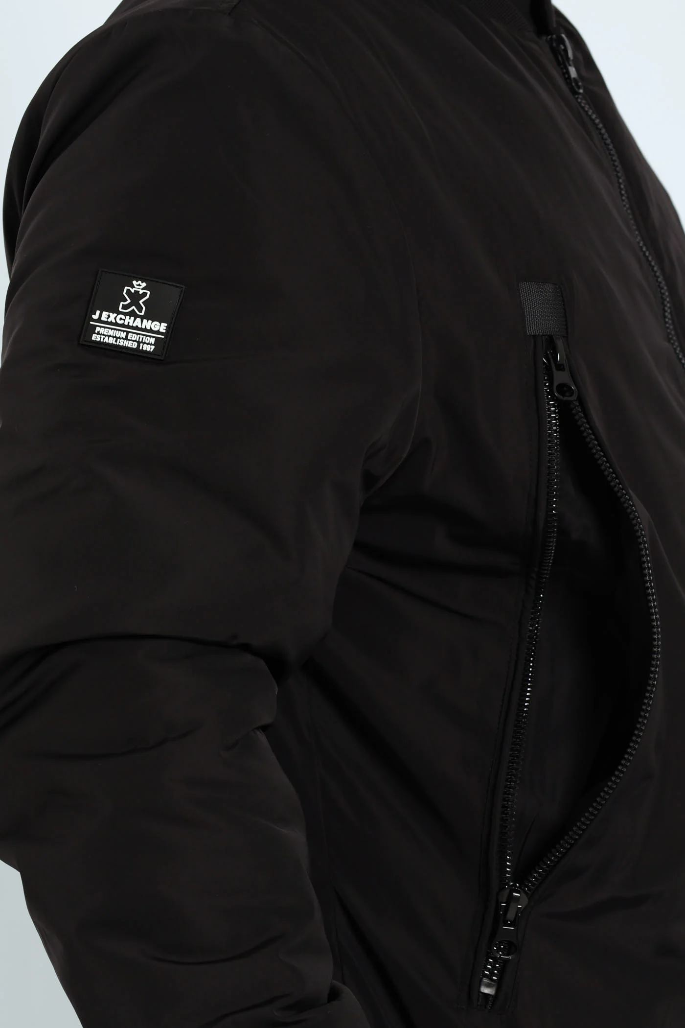 Longer Zip Bomber Jacket - Black - Image 2