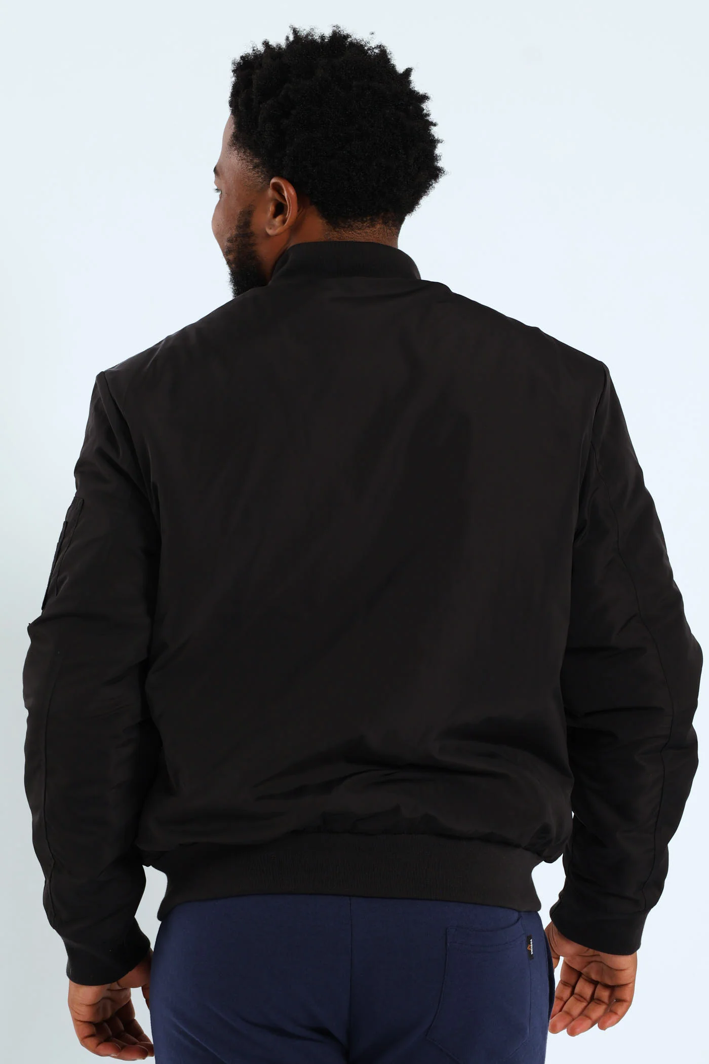 Longer Zip Bomber Jacket - Black - Image 4