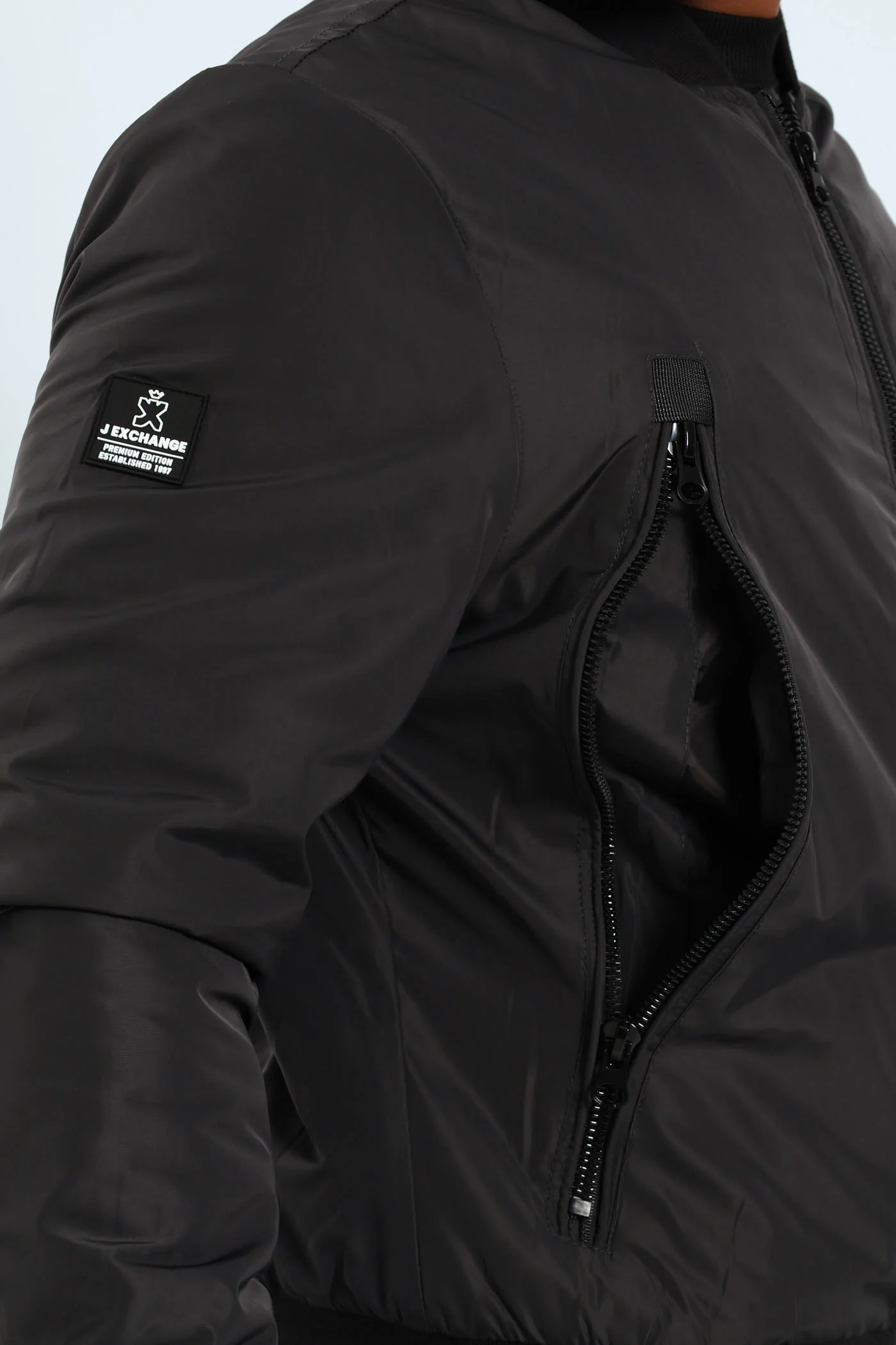 Longer Zip Bomber Jacket - Charcoal - Image 2