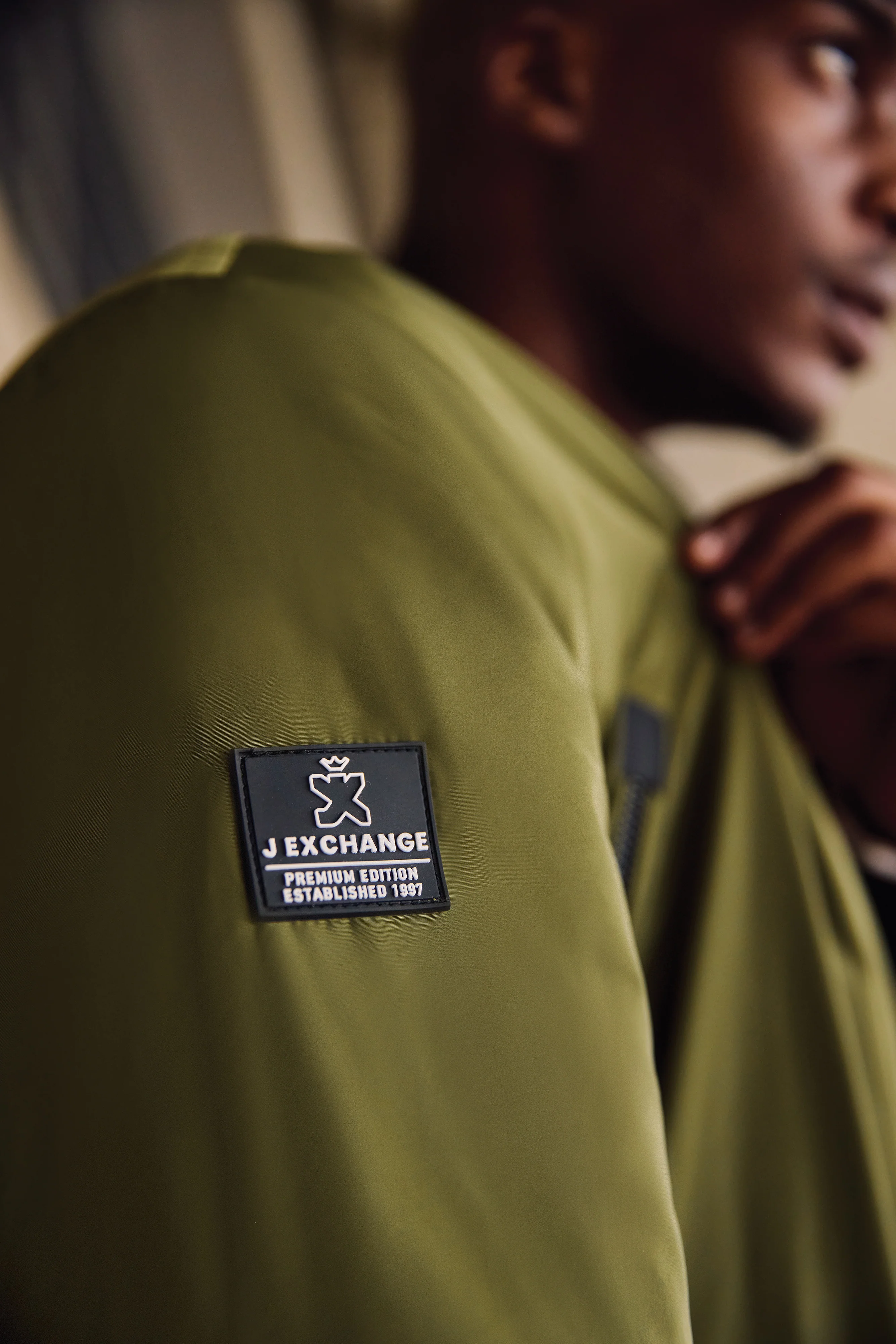 Longer Zip Bomber Jacket - Olive - Image 2