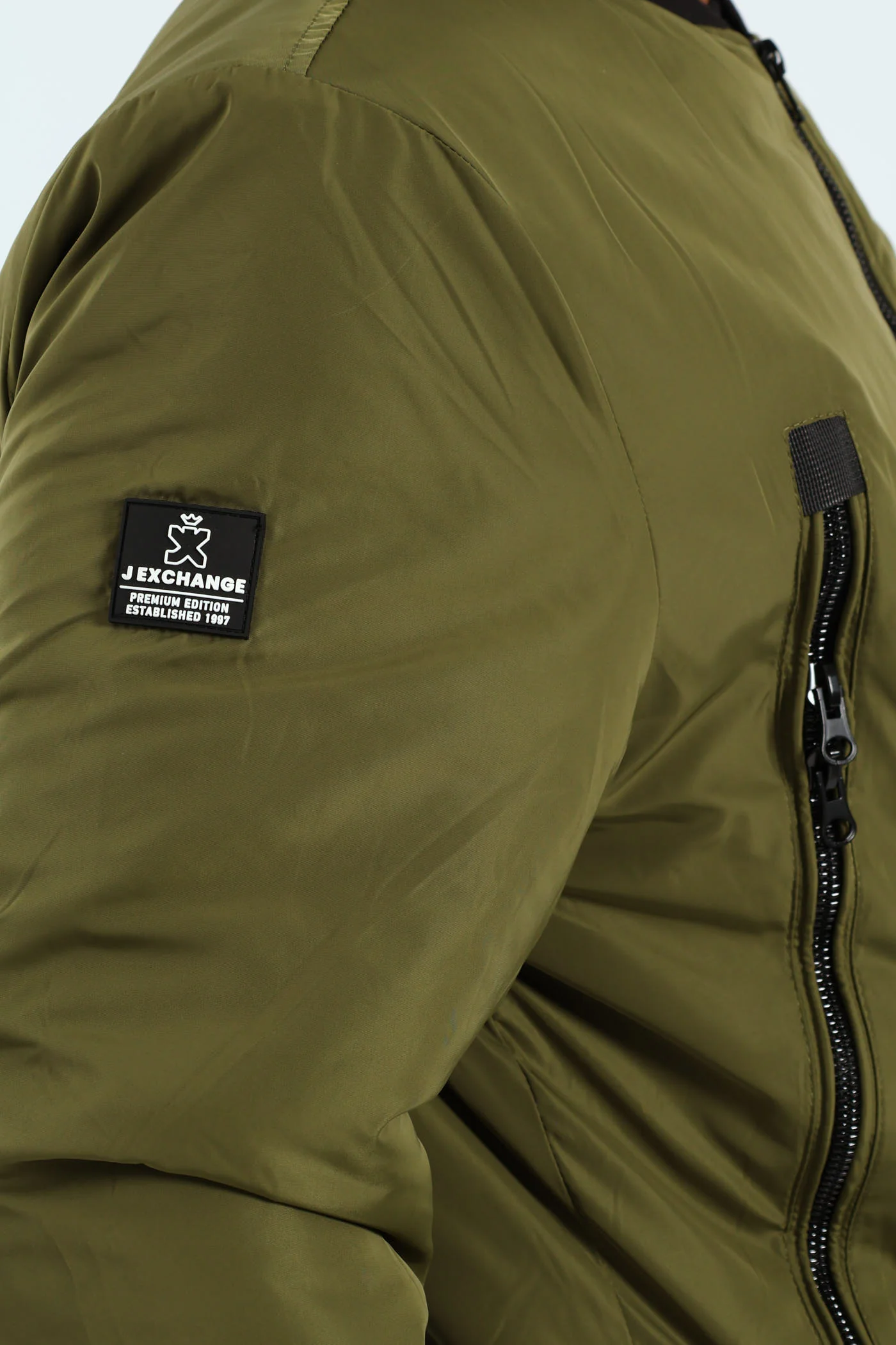 Longer Zip Bomber Jacket - Olive - Image 6