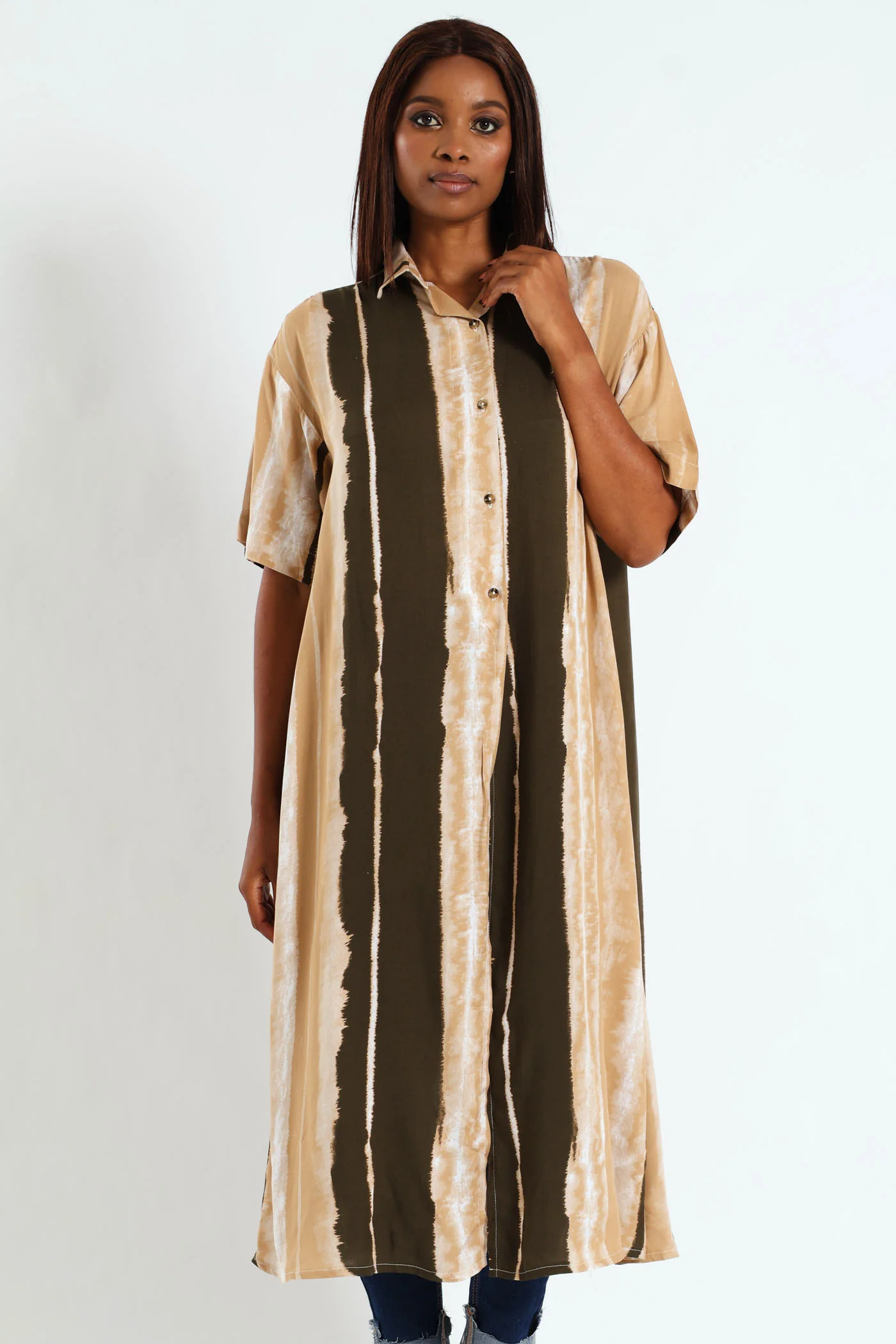 Longline Tunic Shirt With Slits - Multi - Image 3