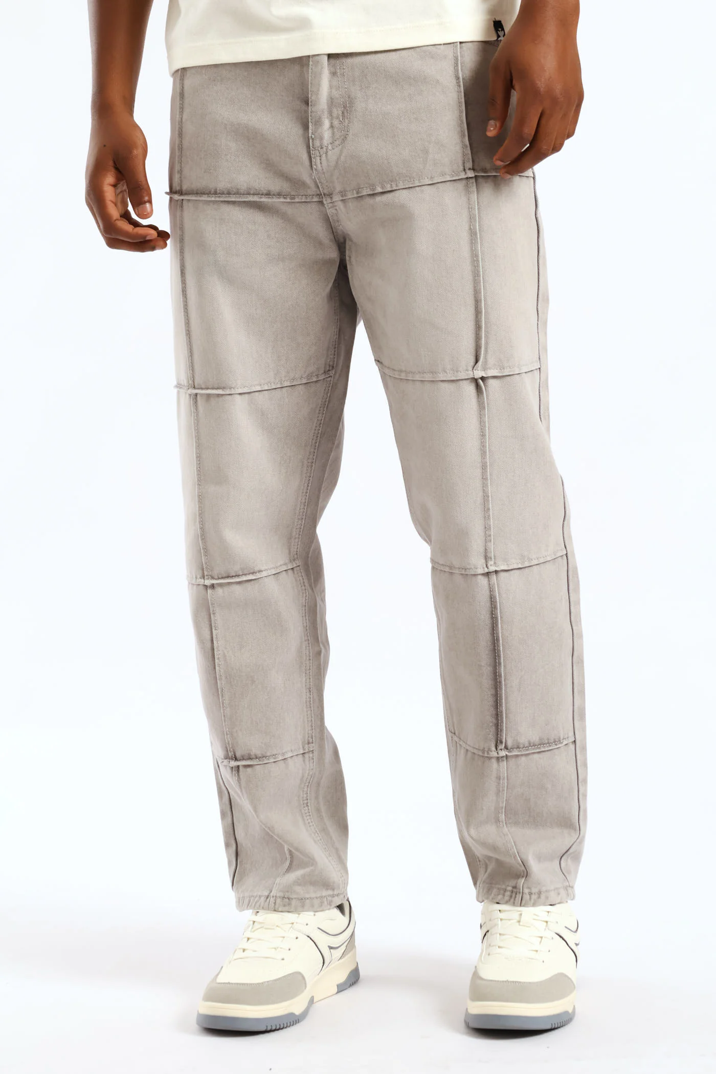 Loose Fit Pintuck Fash Denim - Light Grey - Image 2