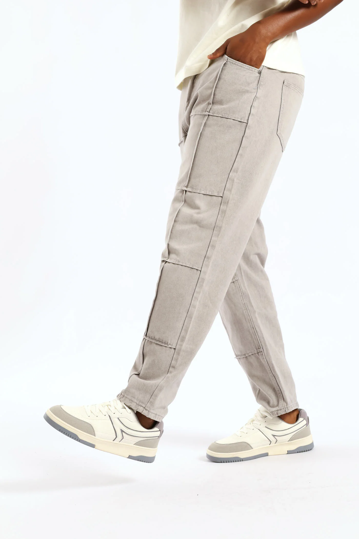 Loose Fit Pintuck Fash Denim - Light Grey - Image 4