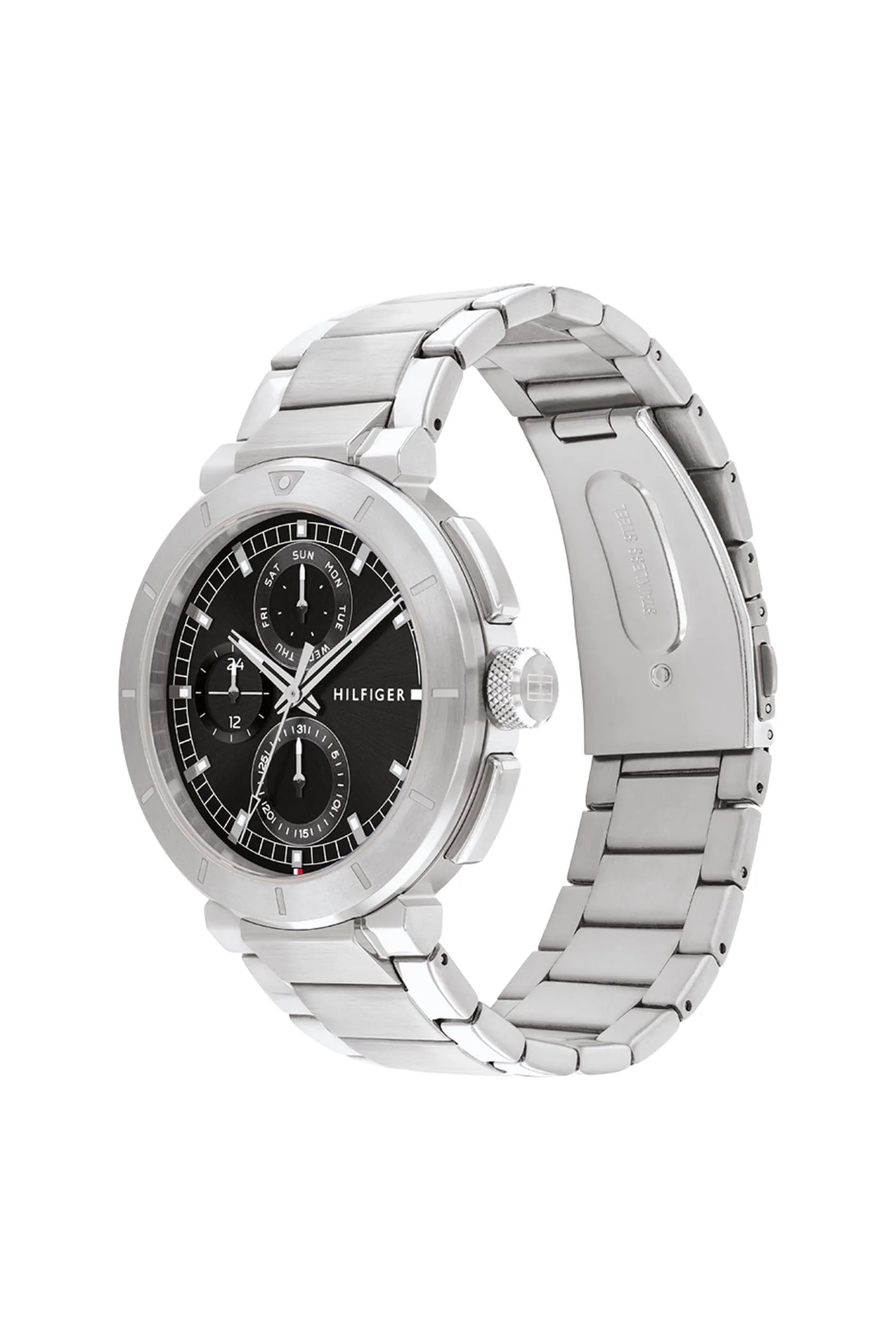 Lorenzo Black Dial Stainless Steel Watch - Silver - Image 3