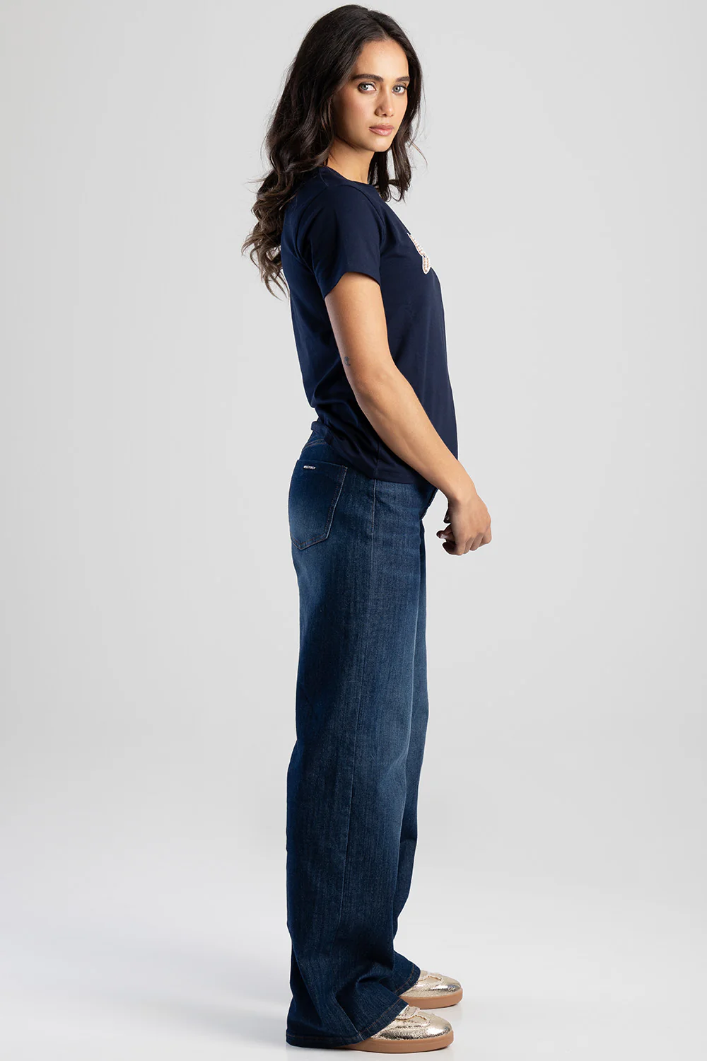 Love & Be Loved Regular Fit Sequin And Pearl Top - Navy - Image 4