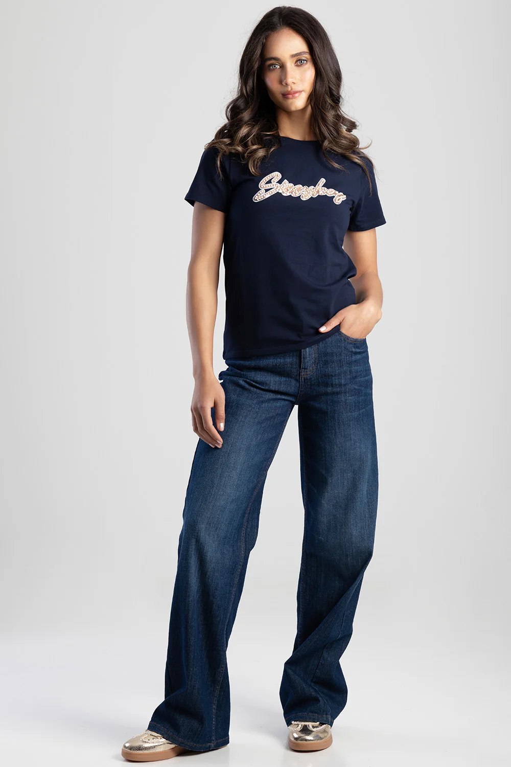 Love & Be Loved Regular Fit Sequin And Pearl Top - Navy - Image 6