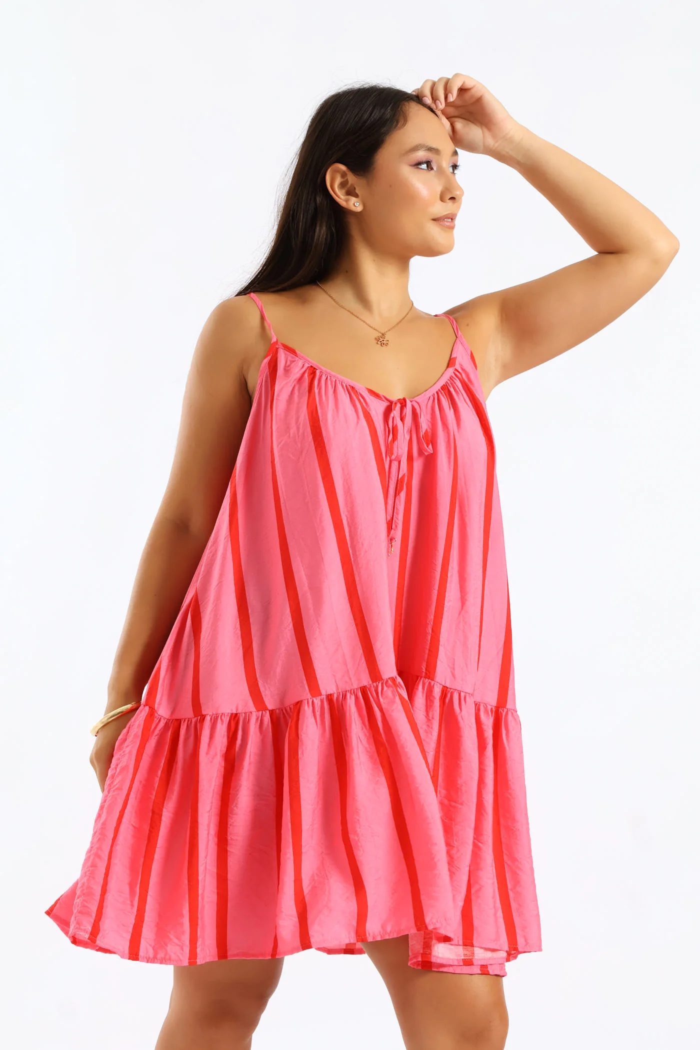 Love Stripe Drop Waist Boxy Dress - Pink - Image 3