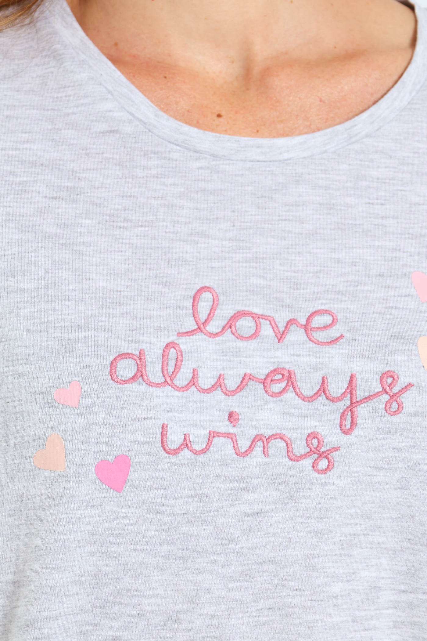 Love Wins Screen Print Tee - Grey Melange - Image 2