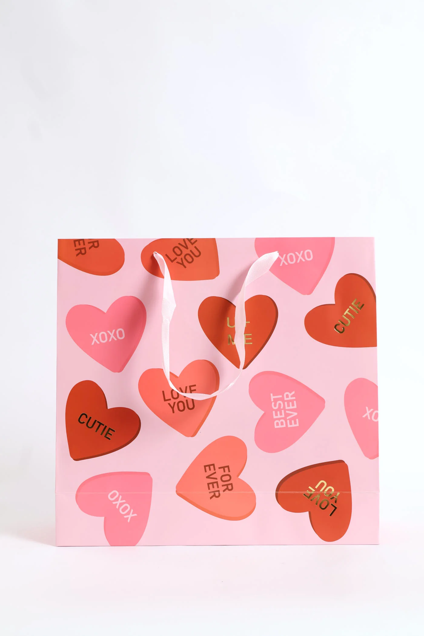 Love you Heart Print Gift Bag Large - Pink - Image 4