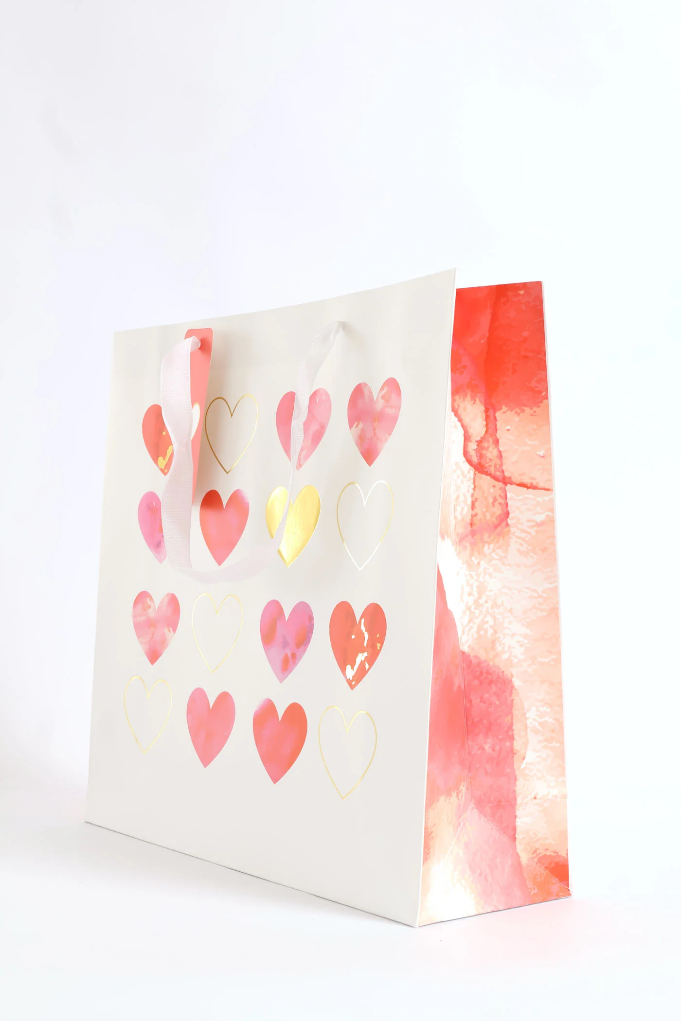 Water Colour Heart Gift Bag Large - White - Image 2