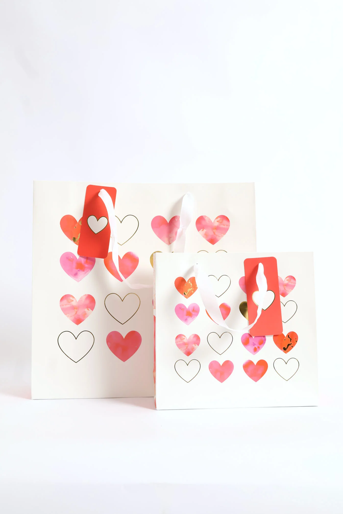 Water Colour Heart Gift Bag Large - White - Image 4