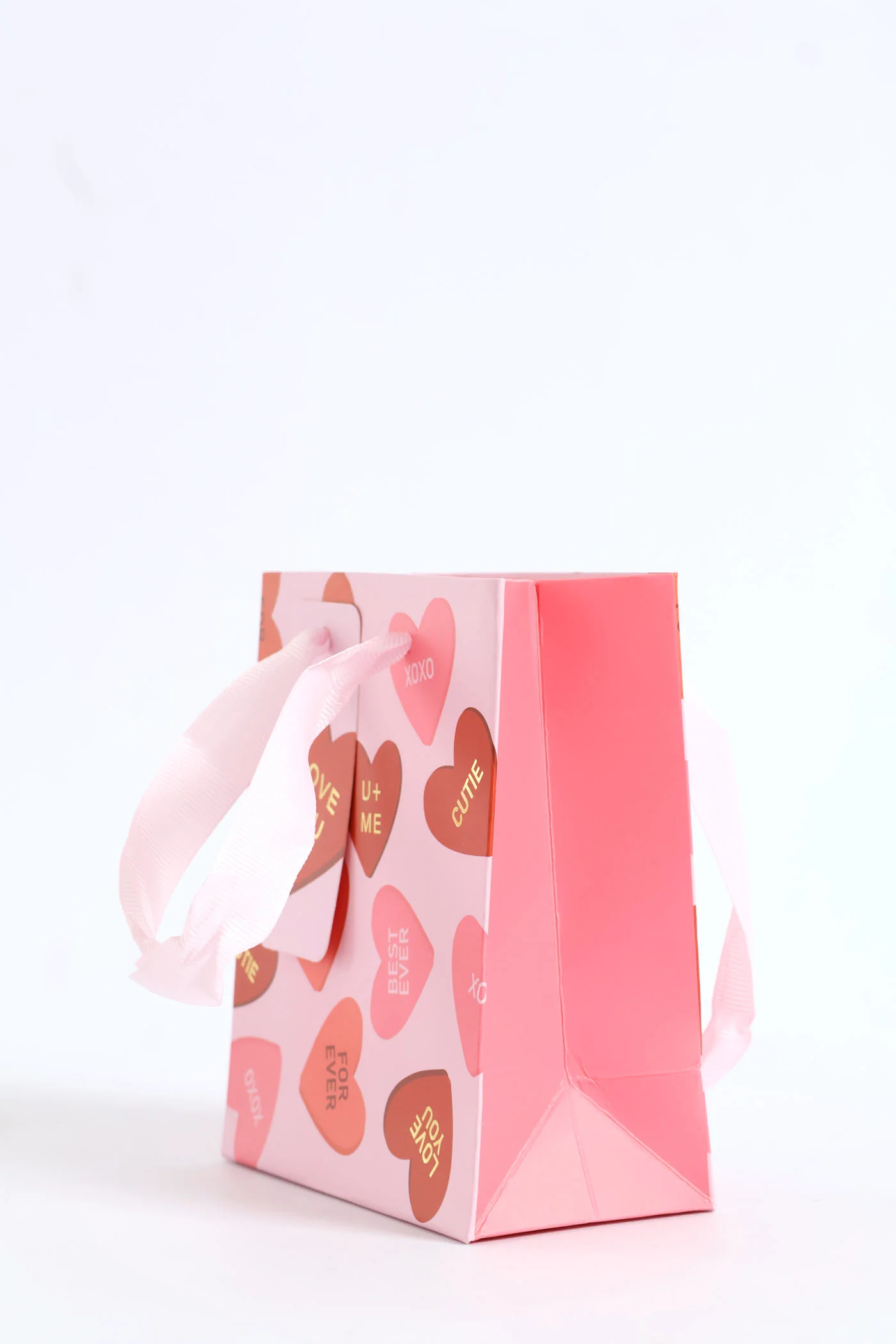 Love you Heart Print Gift Bag Small - Pink - Image 2