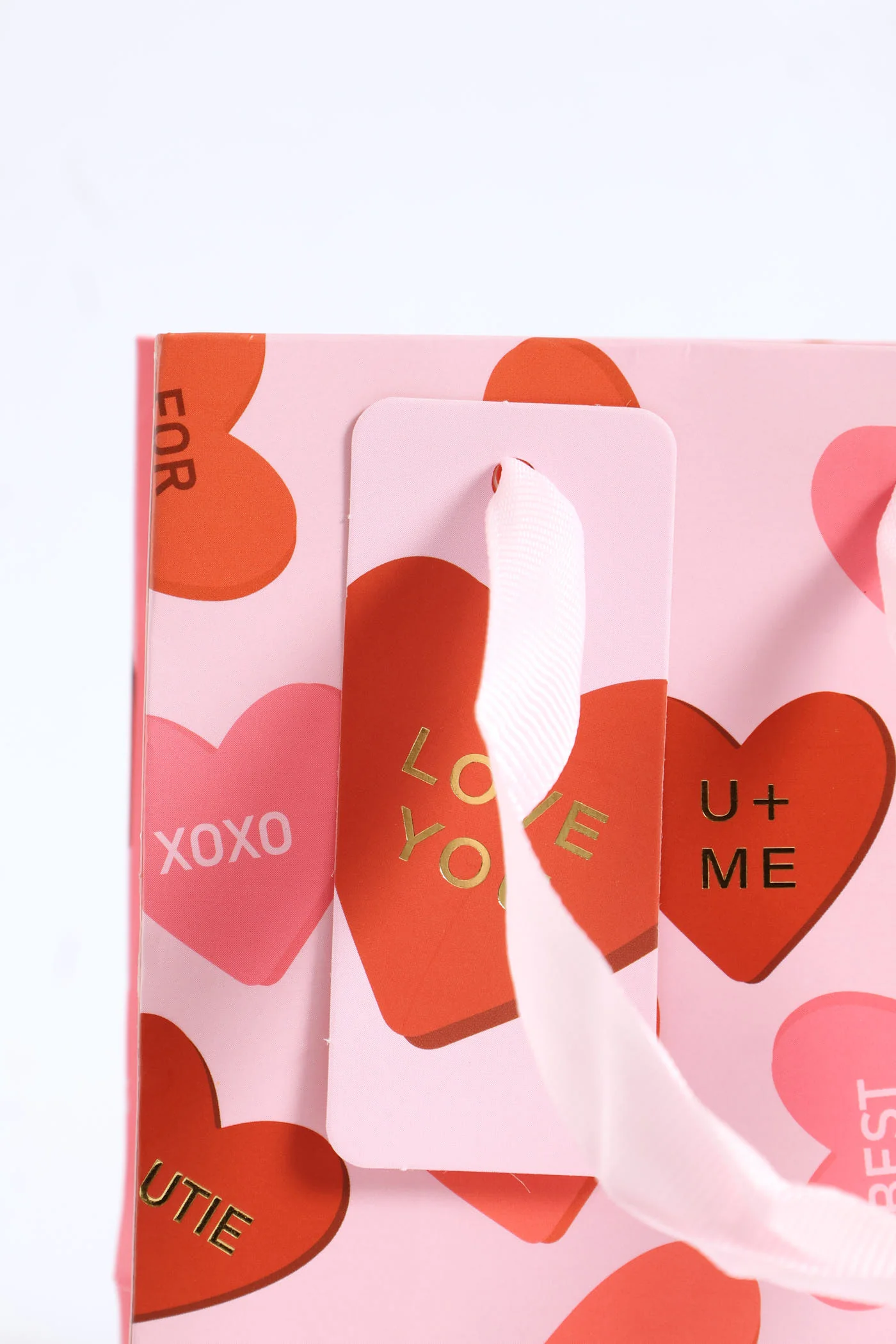 Love you Heart Print Gift Bag Small - Pink - Image 3