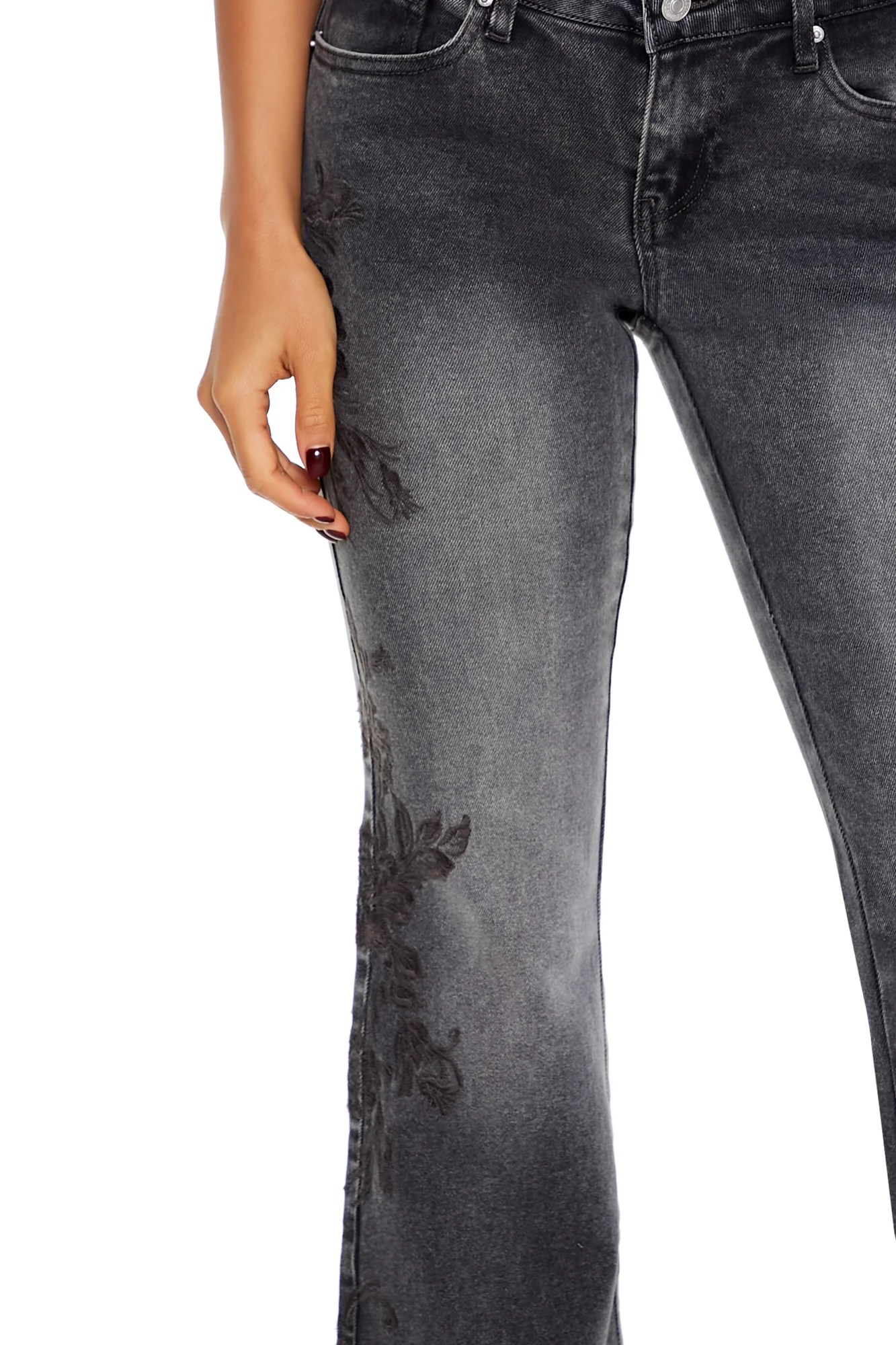 Low Rise Flare Leg Denim - Black - Image 2