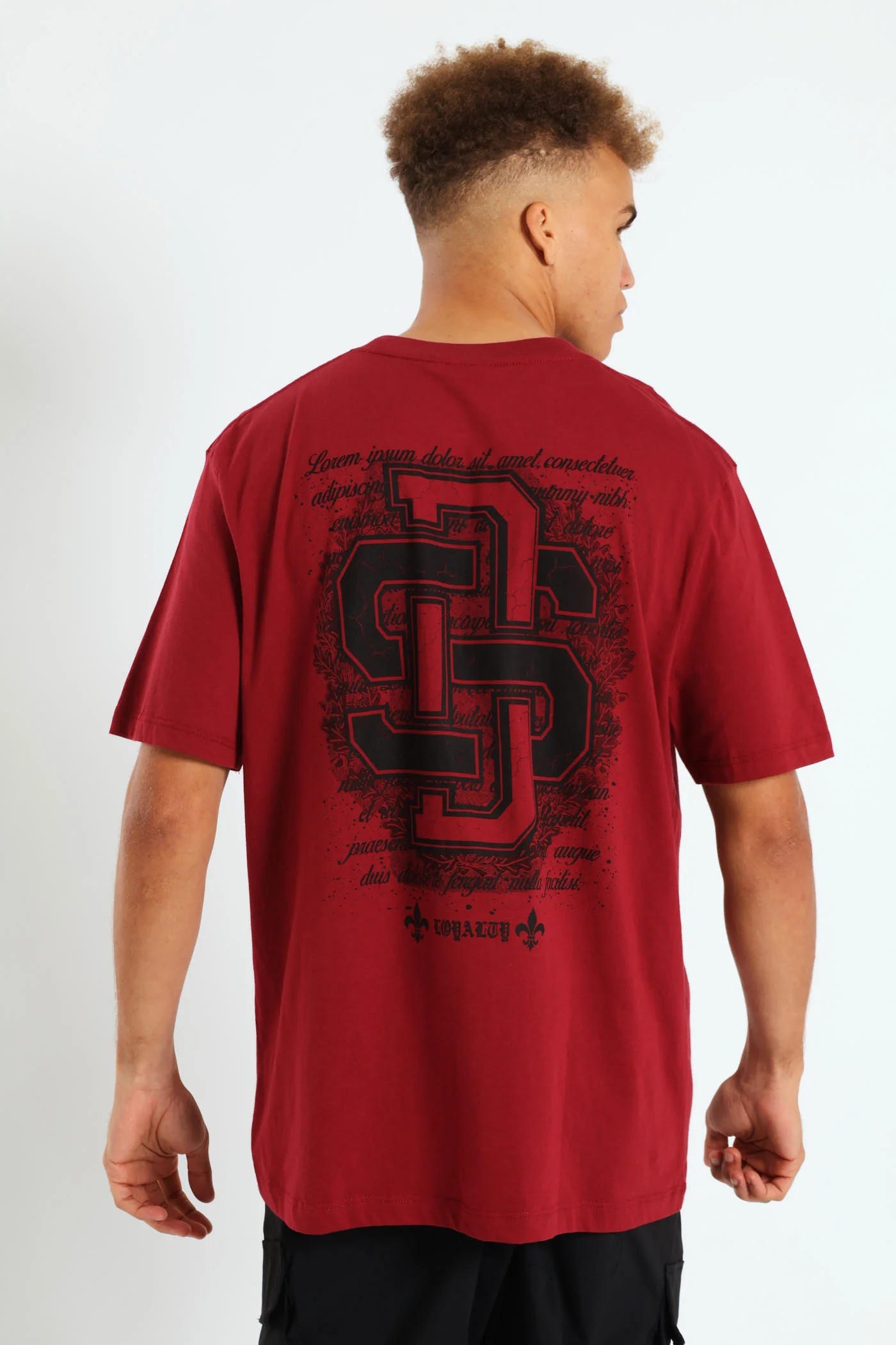 Loyalty Back & Front Print Tee - Dark Red - Image 2