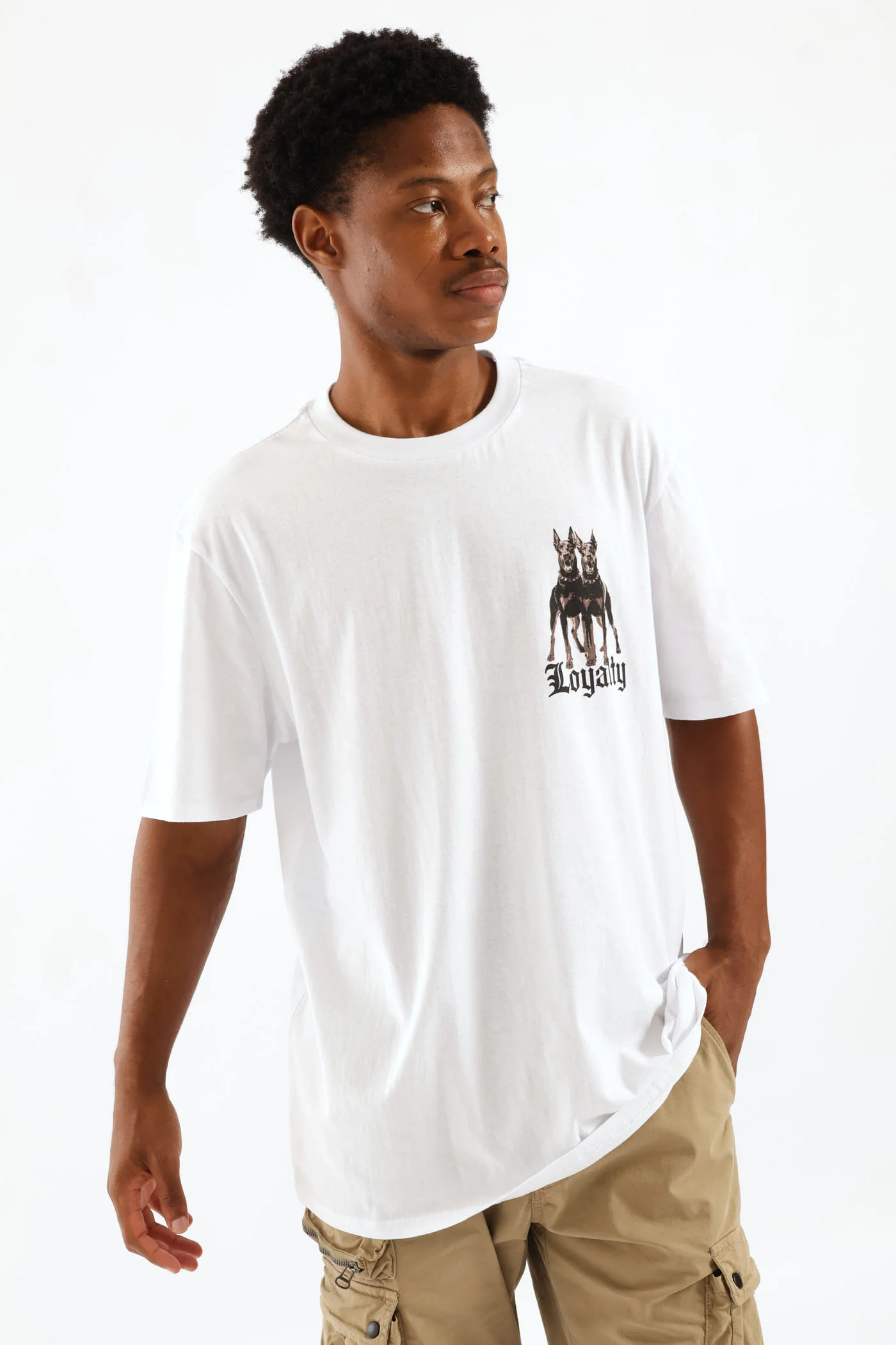 Loyalty Chest Print Tee - White - Image 3