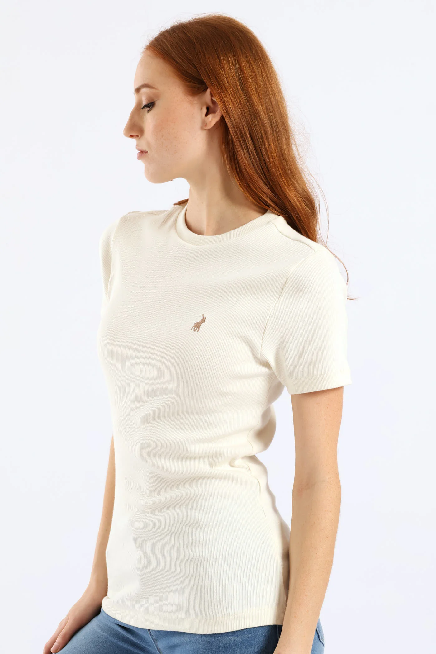 Lucy Ribbed T-Shirt - Off White - Image 3