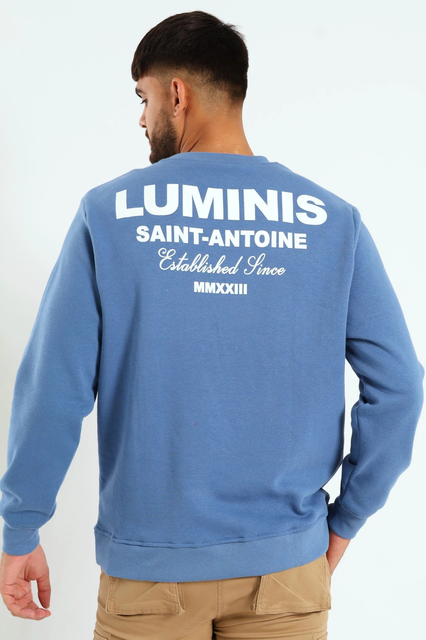 Luminis Front & Back Fleece Crew Top - Steel Blue - Image 2