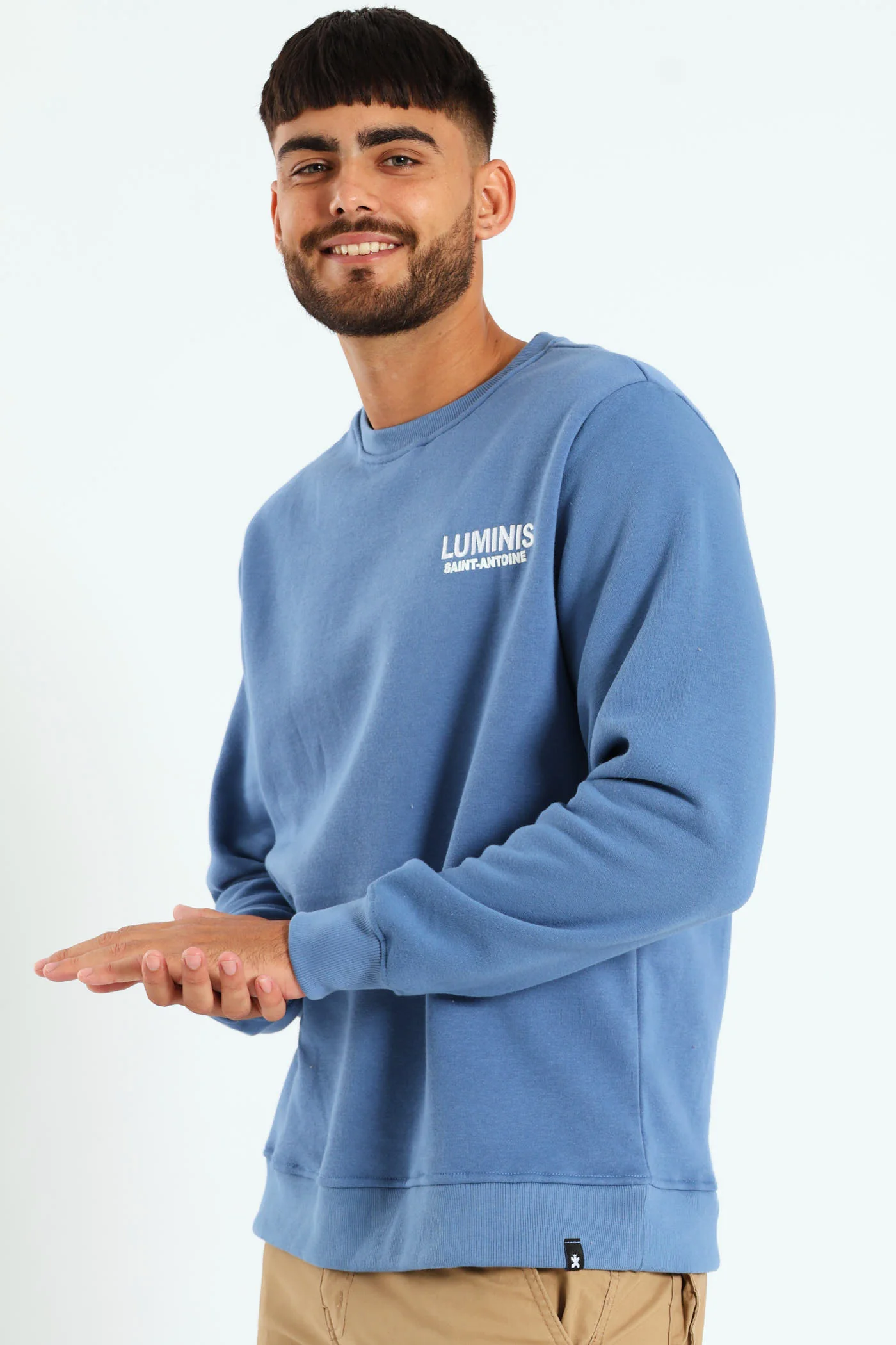 Luminis Front & Back Fleece Crew Top - Steel Blue - Image 3