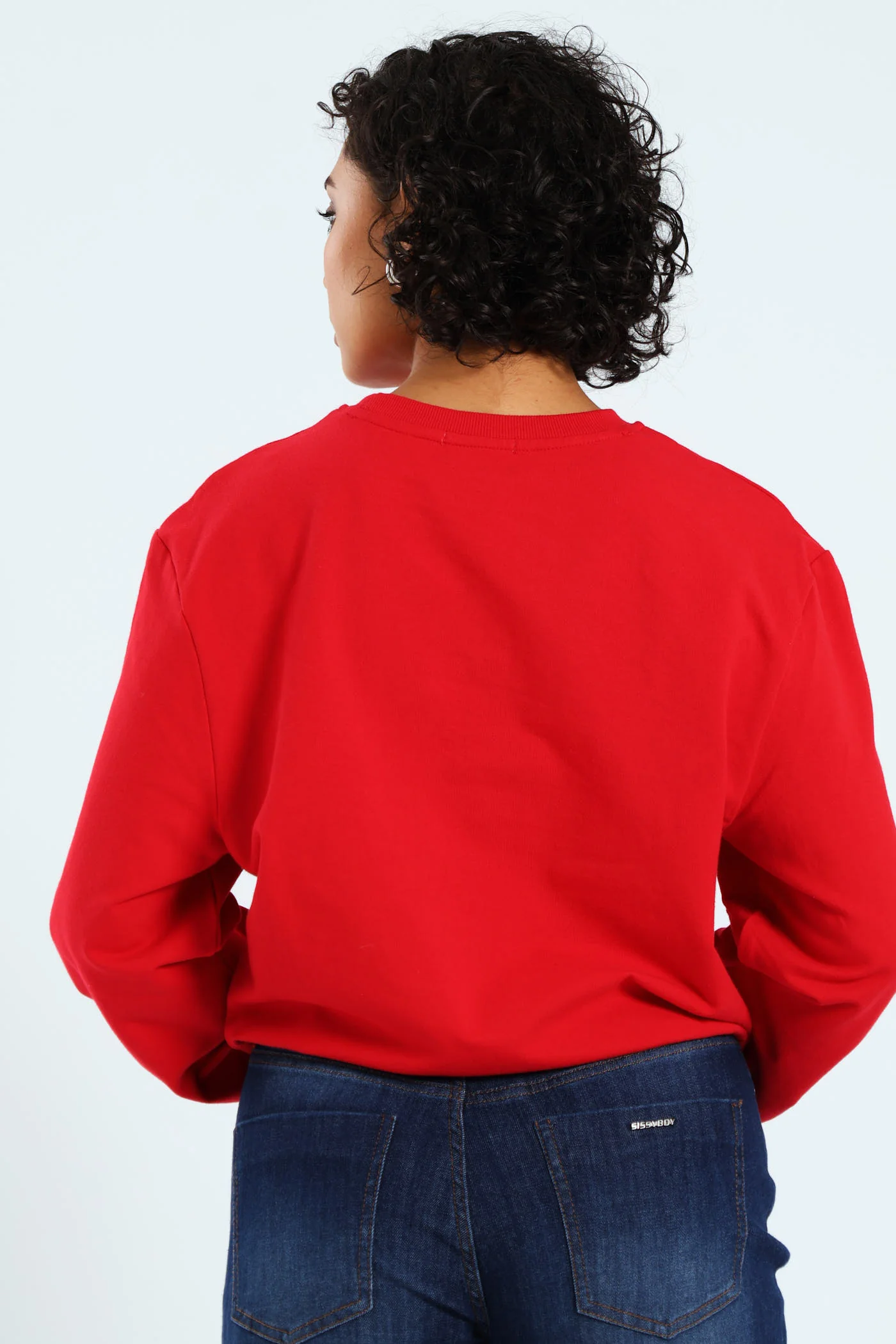 Lurex Embroidered Blouson Sweat Top - Red - Image 5
