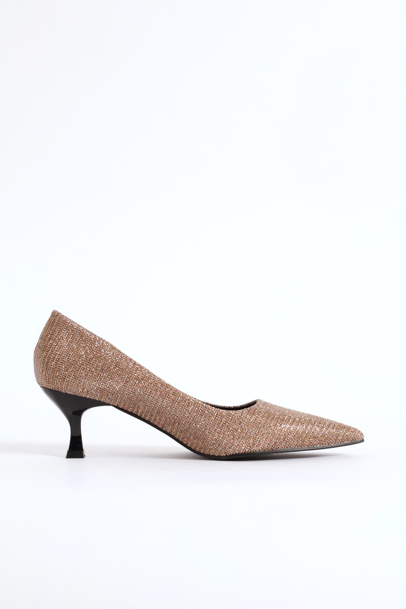 Lurex Kitten Court Heel - Gold - Image 5