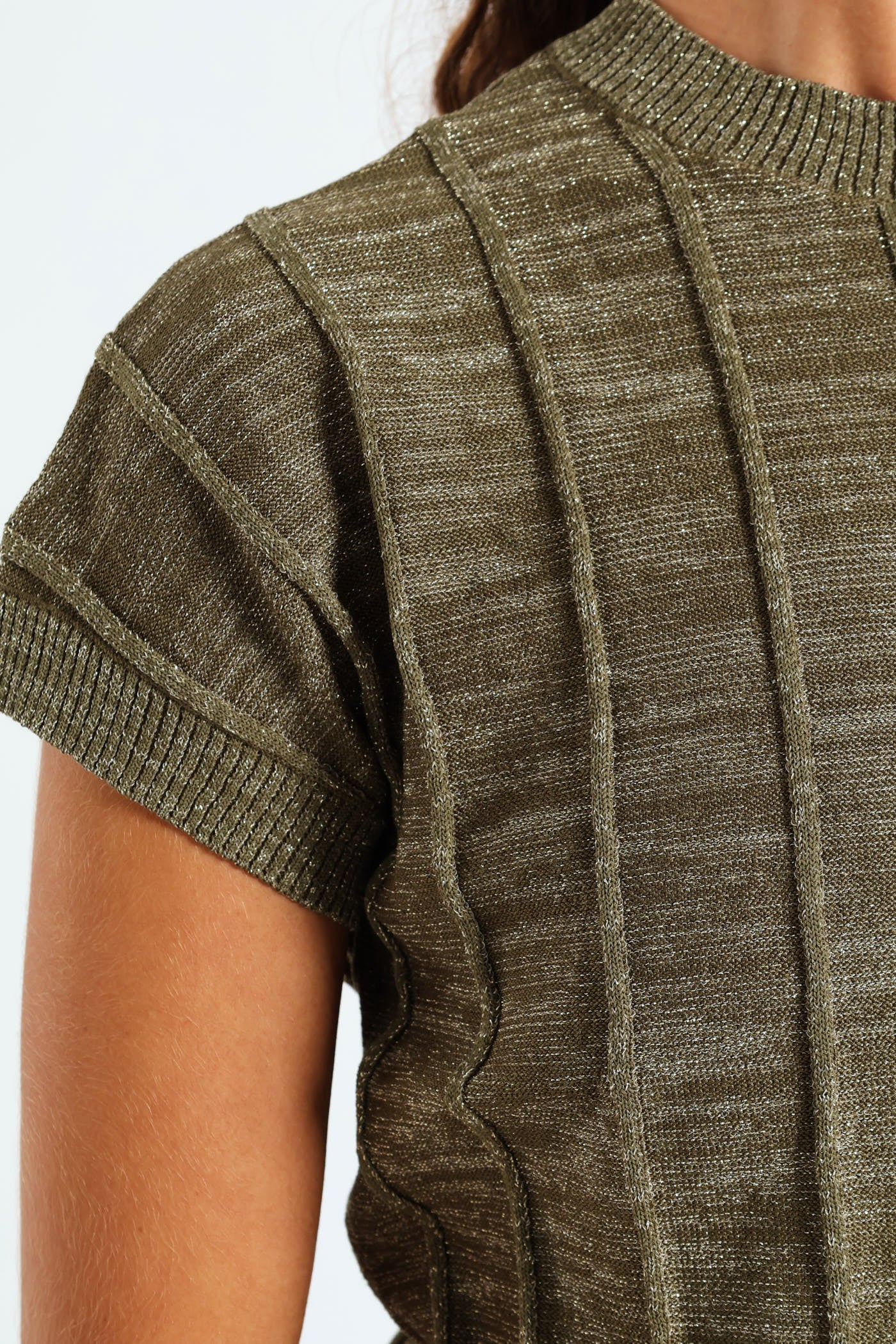 Lurex Pintuck Sweater - Fatigue - Image 2