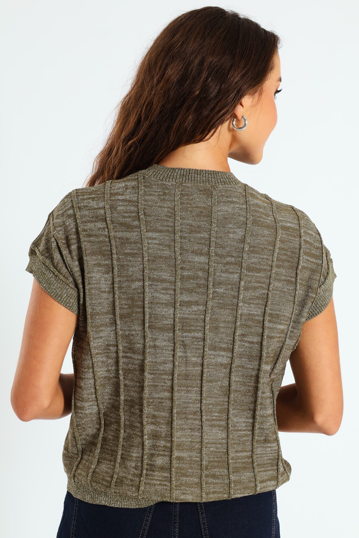 Lurex Pintuck Sweater - Fatigue - Image 3