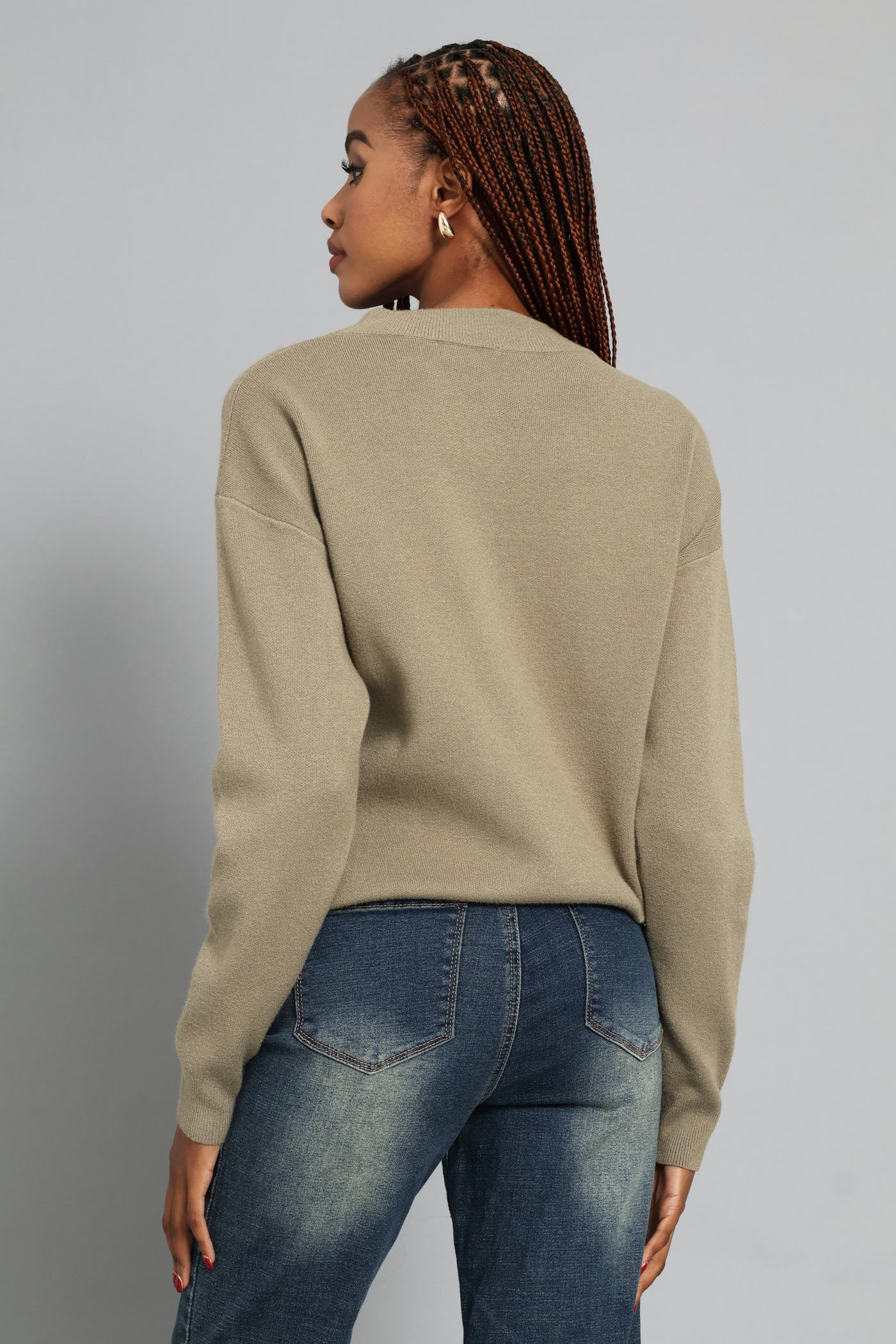 Luxe Academia Plain Turtleneck Pullover - Light Fatigue - Image 2