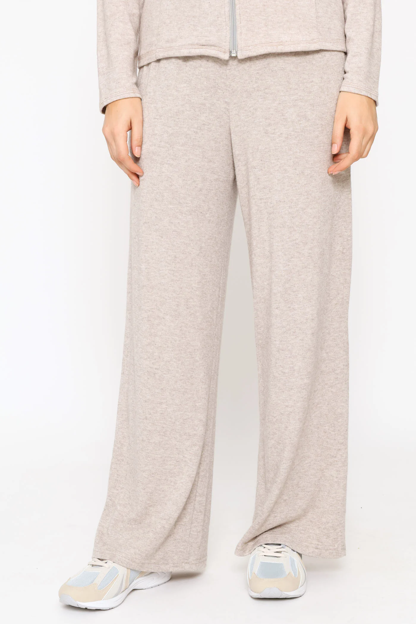 Luxe Leisure Wide Leg Trackpant  - Oatmeal Melange - Image 3