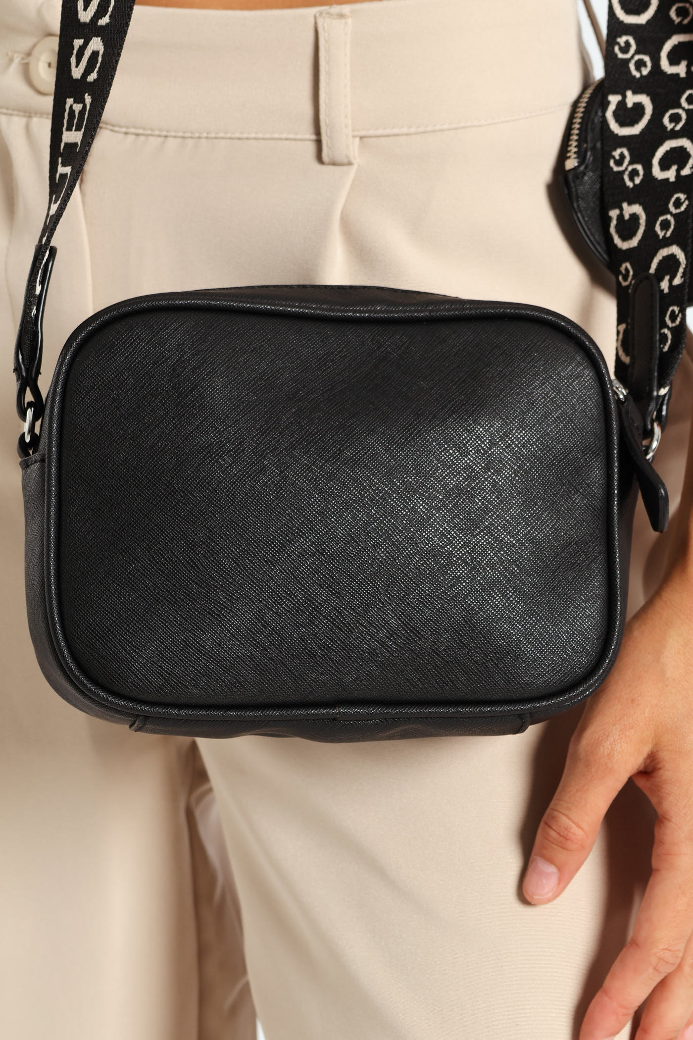 Lya Mini Double Zip Crossbody Bag - Black - Image 3