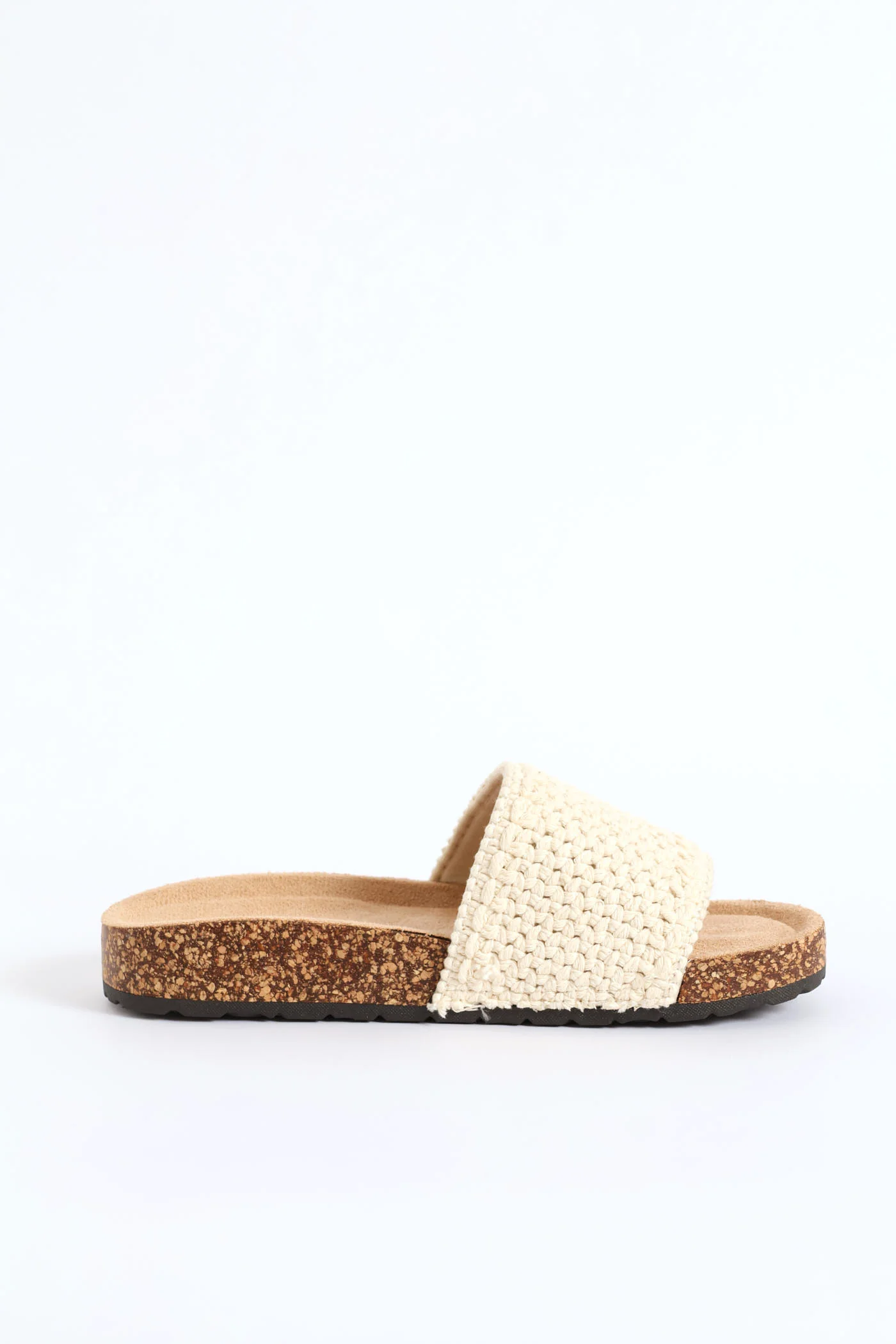 Macrame Upper On Cork Outsole Sandal - Off White - Image 3