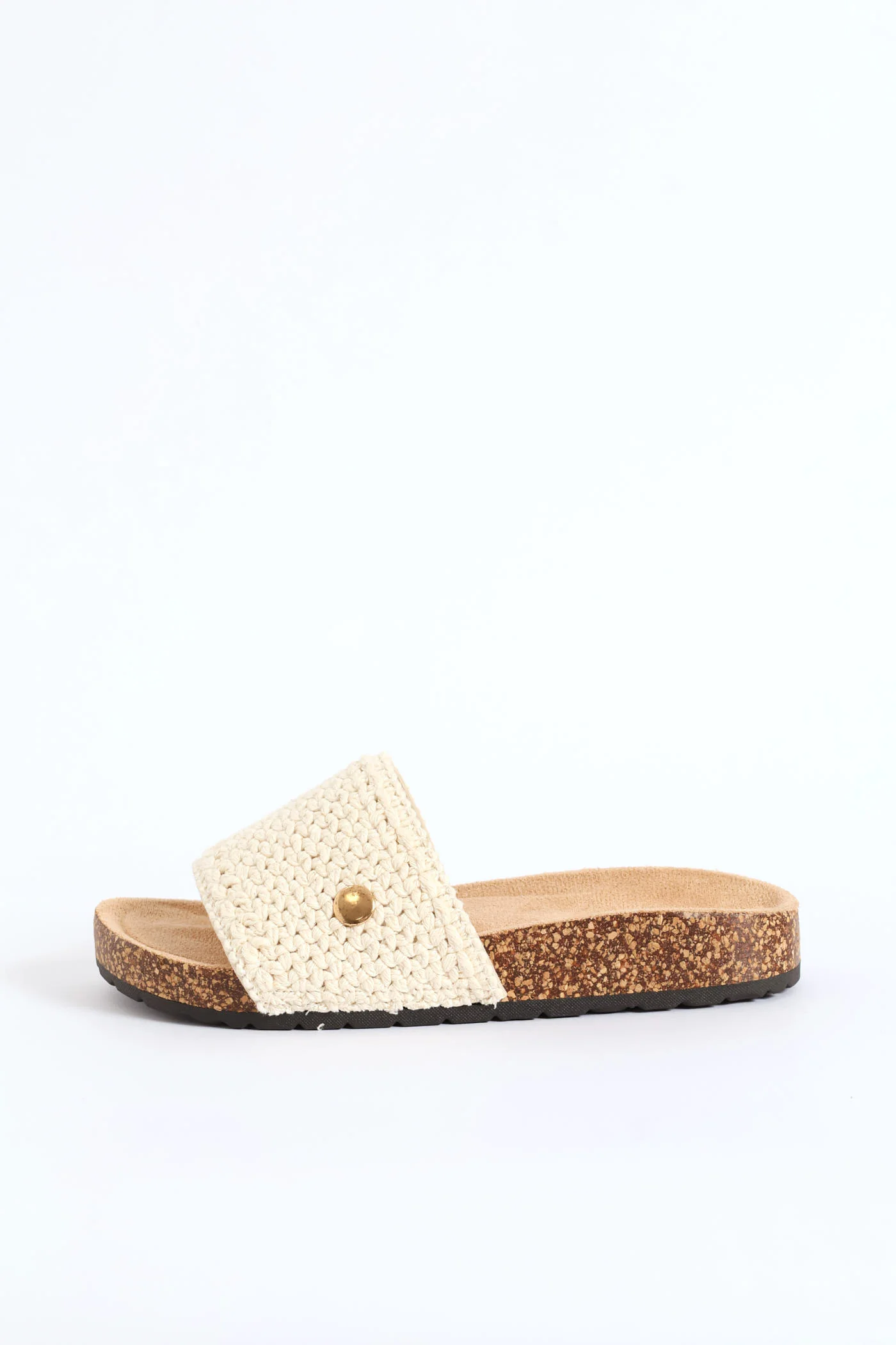 Macrame Upper On Cork Outsole Sandal - Off White - Image 4