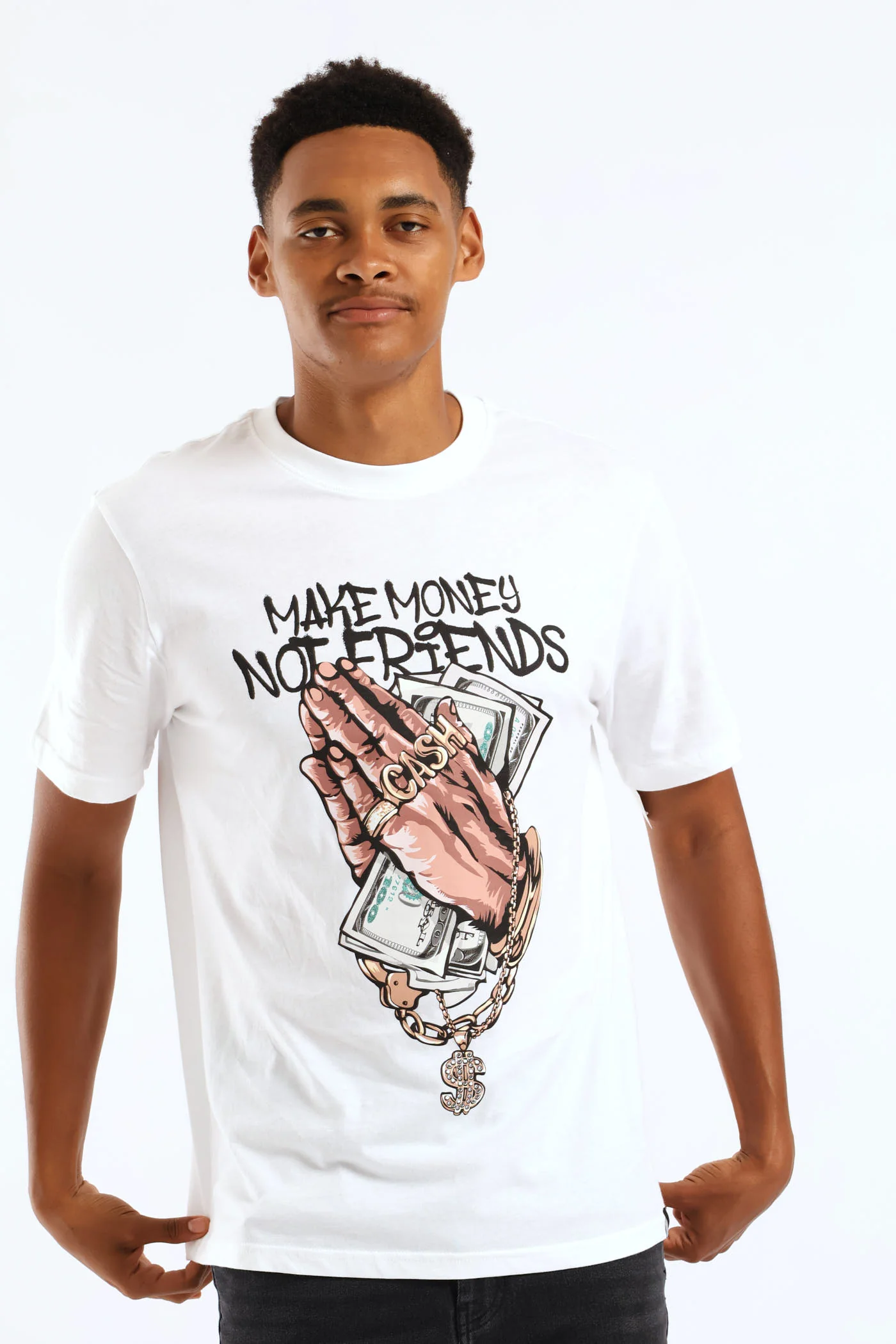 Make Money Front & Back Print Tee - White - Image 3