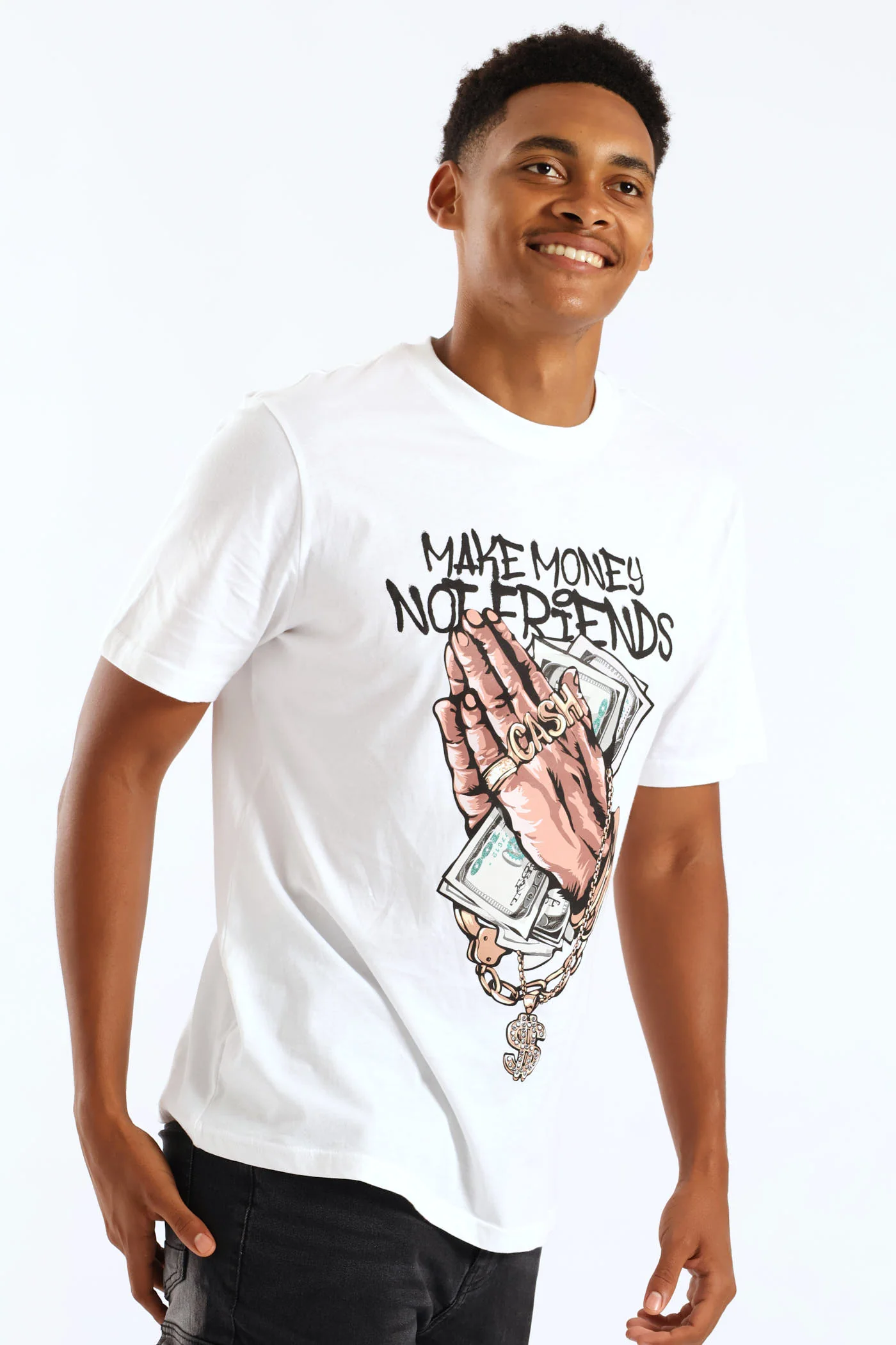 Make Money Front & Back Print Tee - White - Image 4